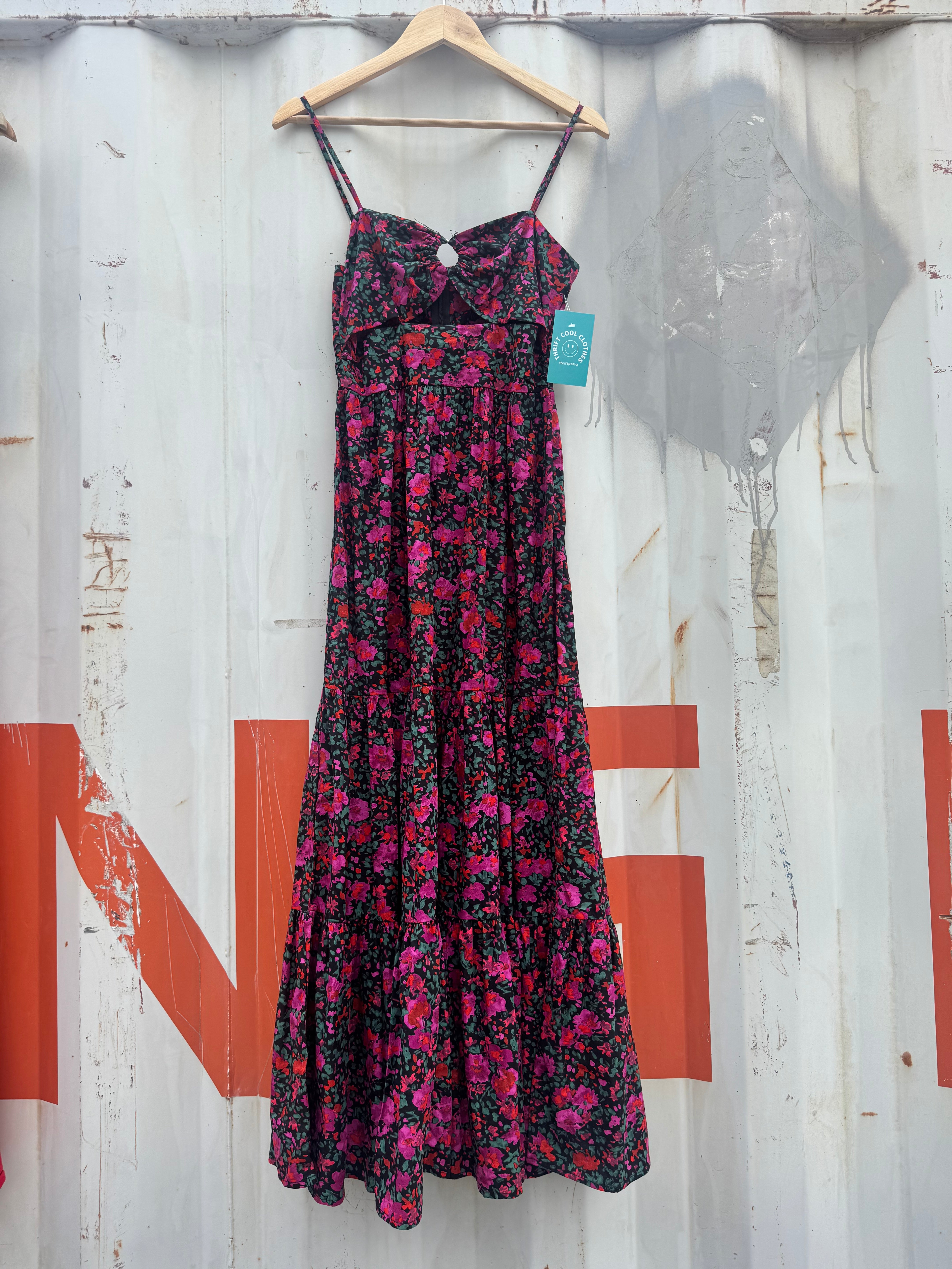black pink fore floral maxi dress nwt, S