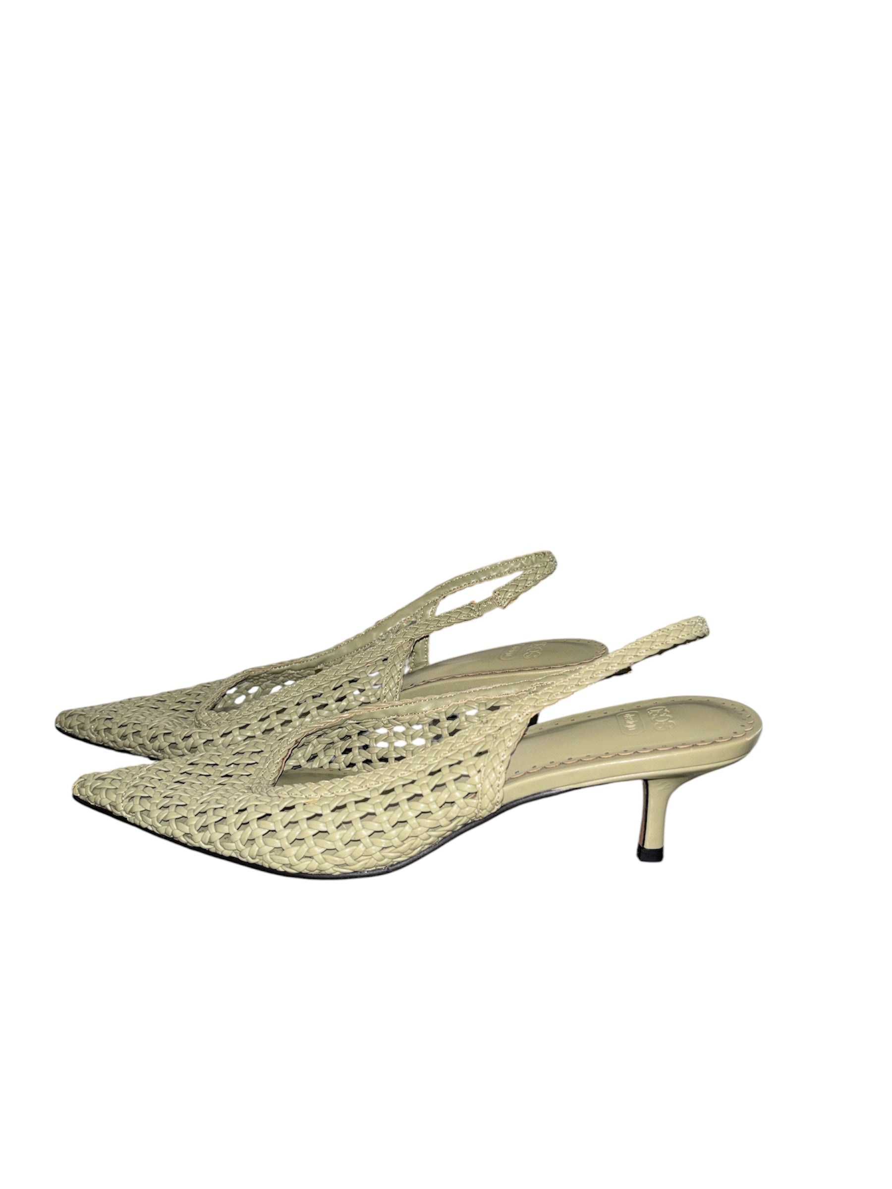 green asos woven kitten heels, 9