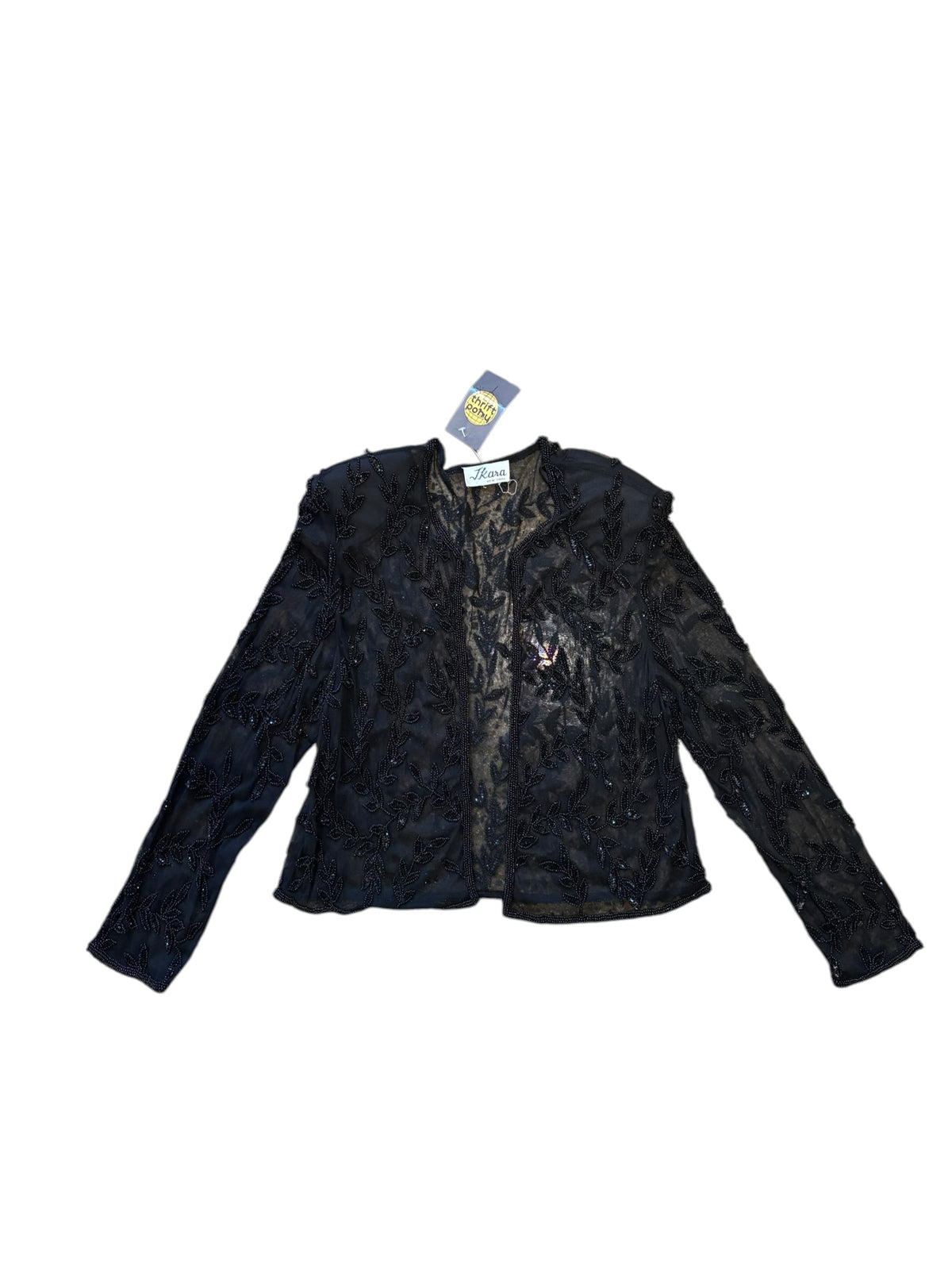 black Jkara vtg beaded jacket, m/l