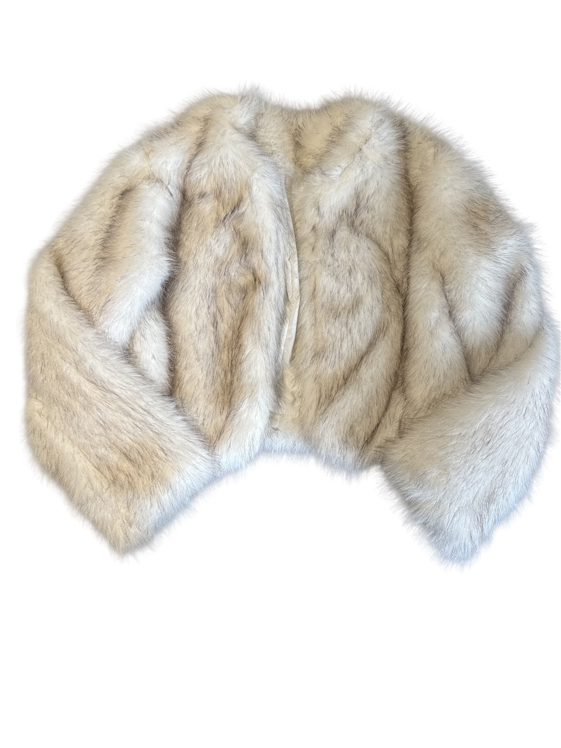 white shein faux fur jacket, xs