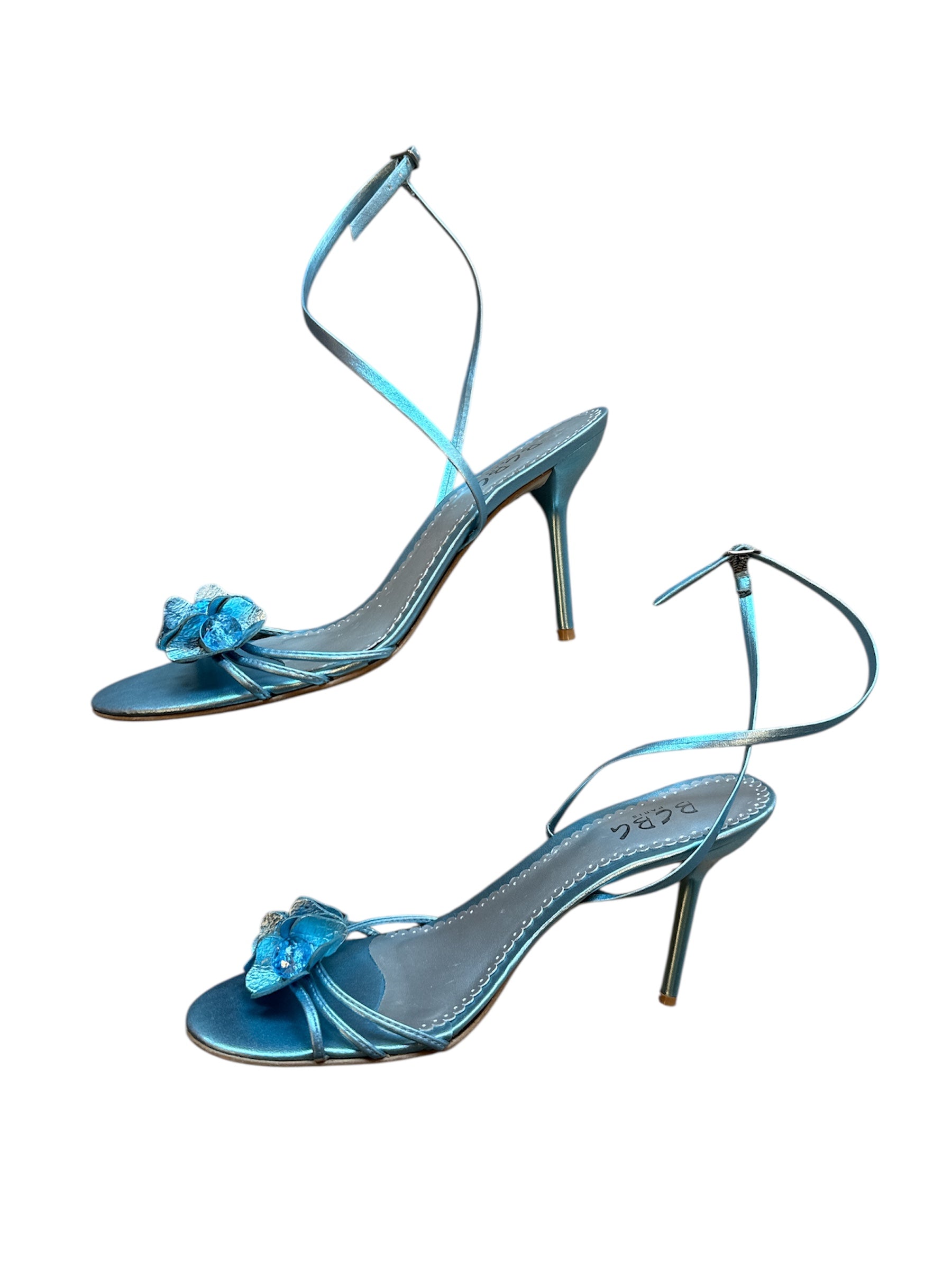 Blue Bcbg Metallic floral heels, 7.5