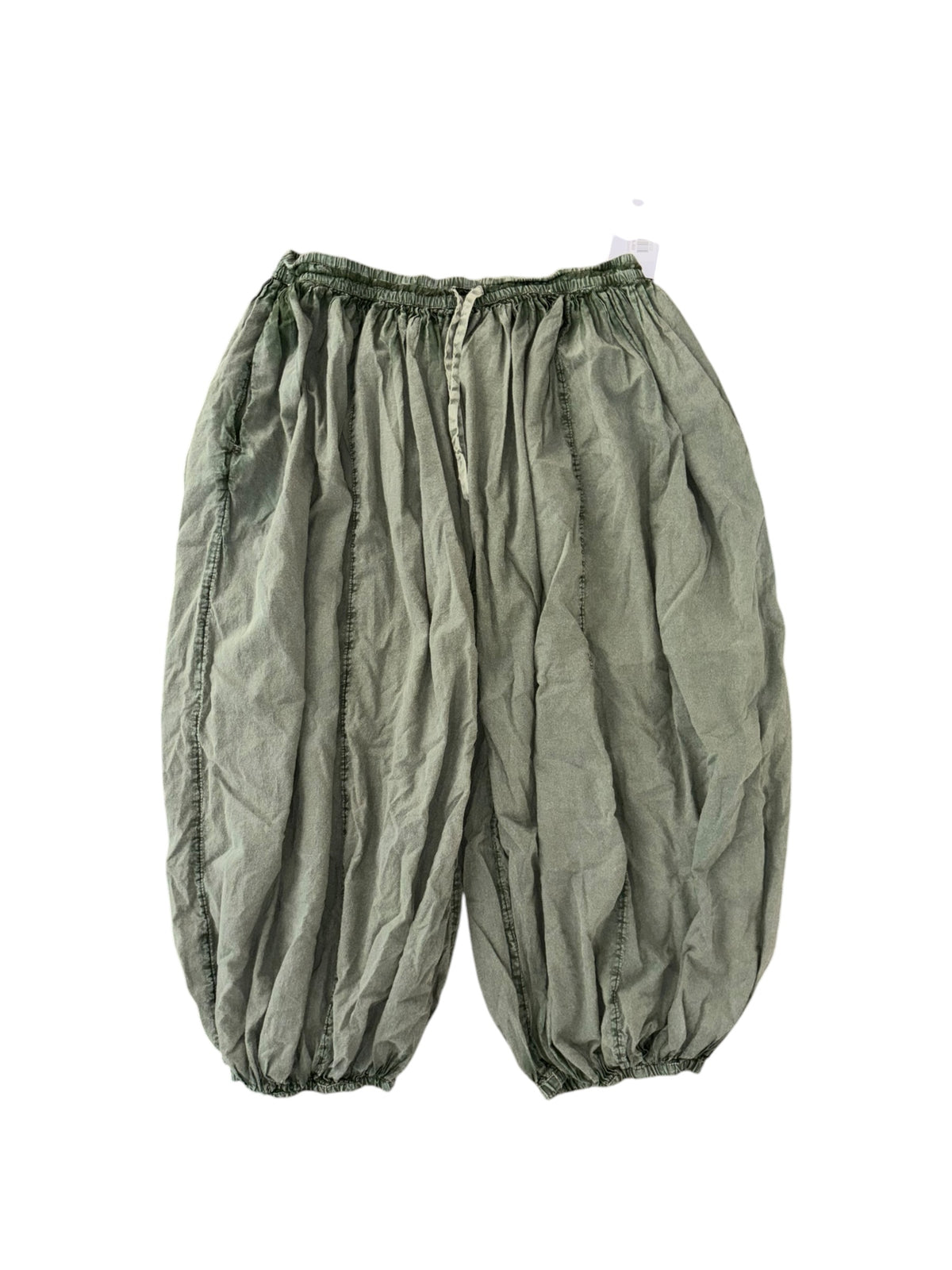 green out from under boho pants, L