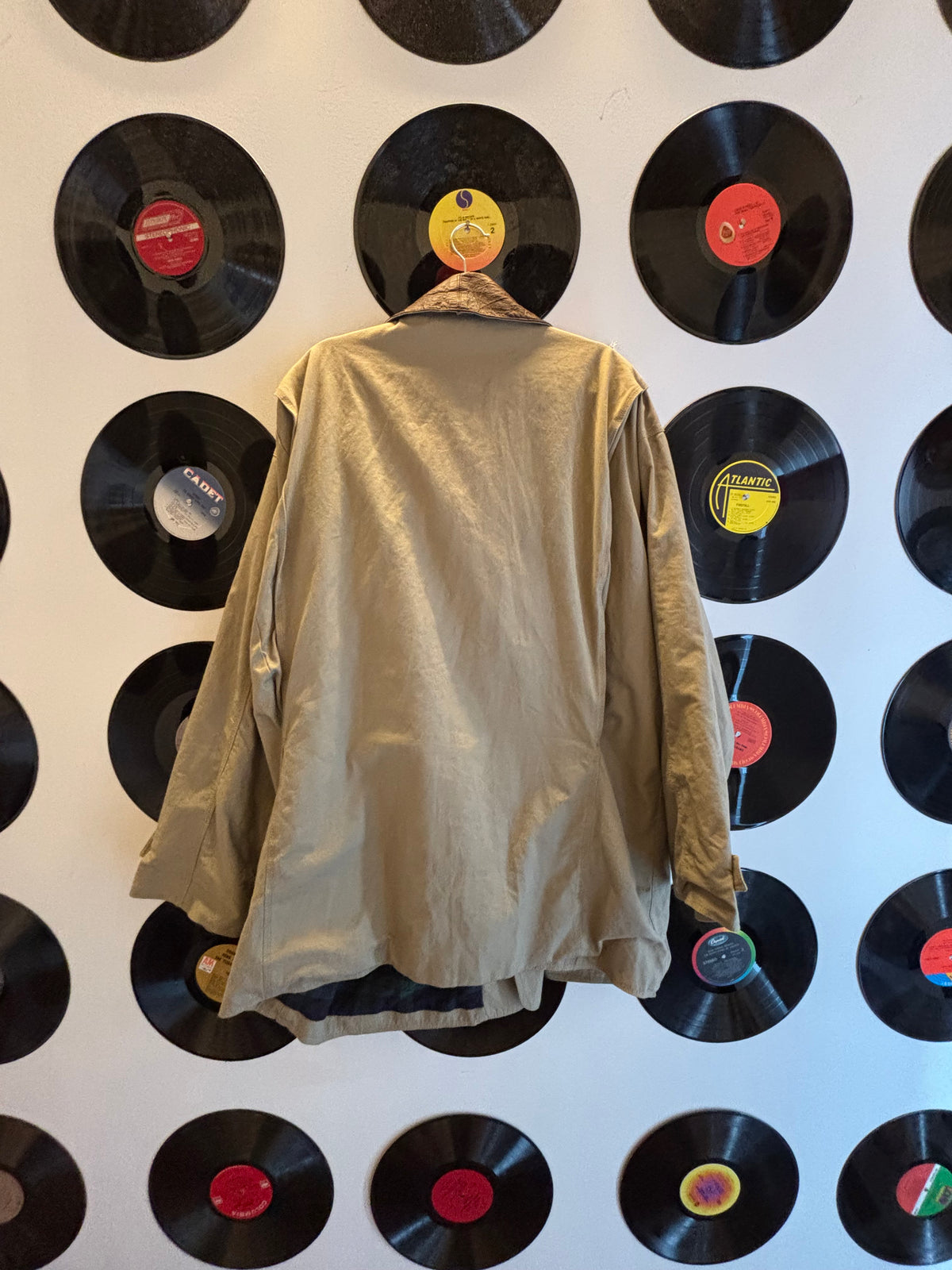 tan greatland apparel vtg leather collar trench, XL