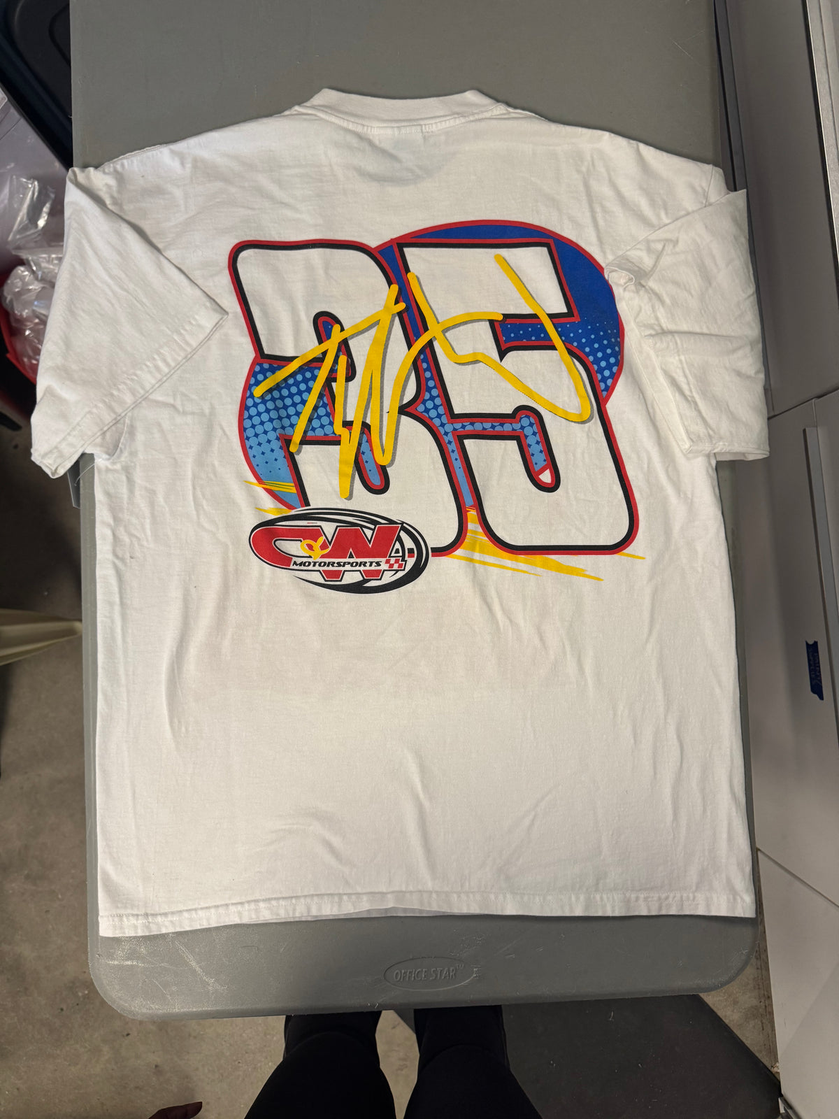 white M&O tyler walker racing tee, xl