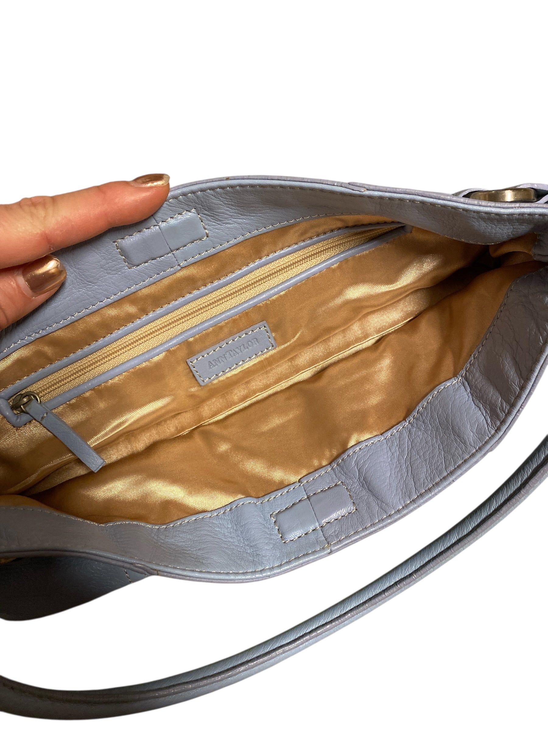 blue vtg 90s ann taylor leather lil bag