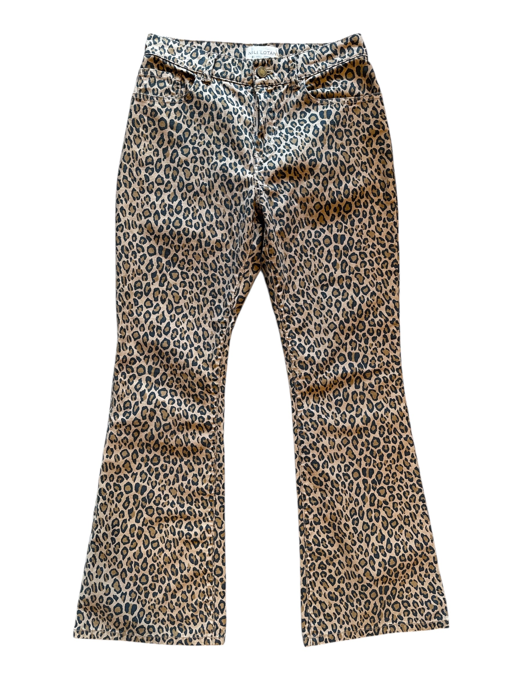 brown nili lotan animal print pants, 4