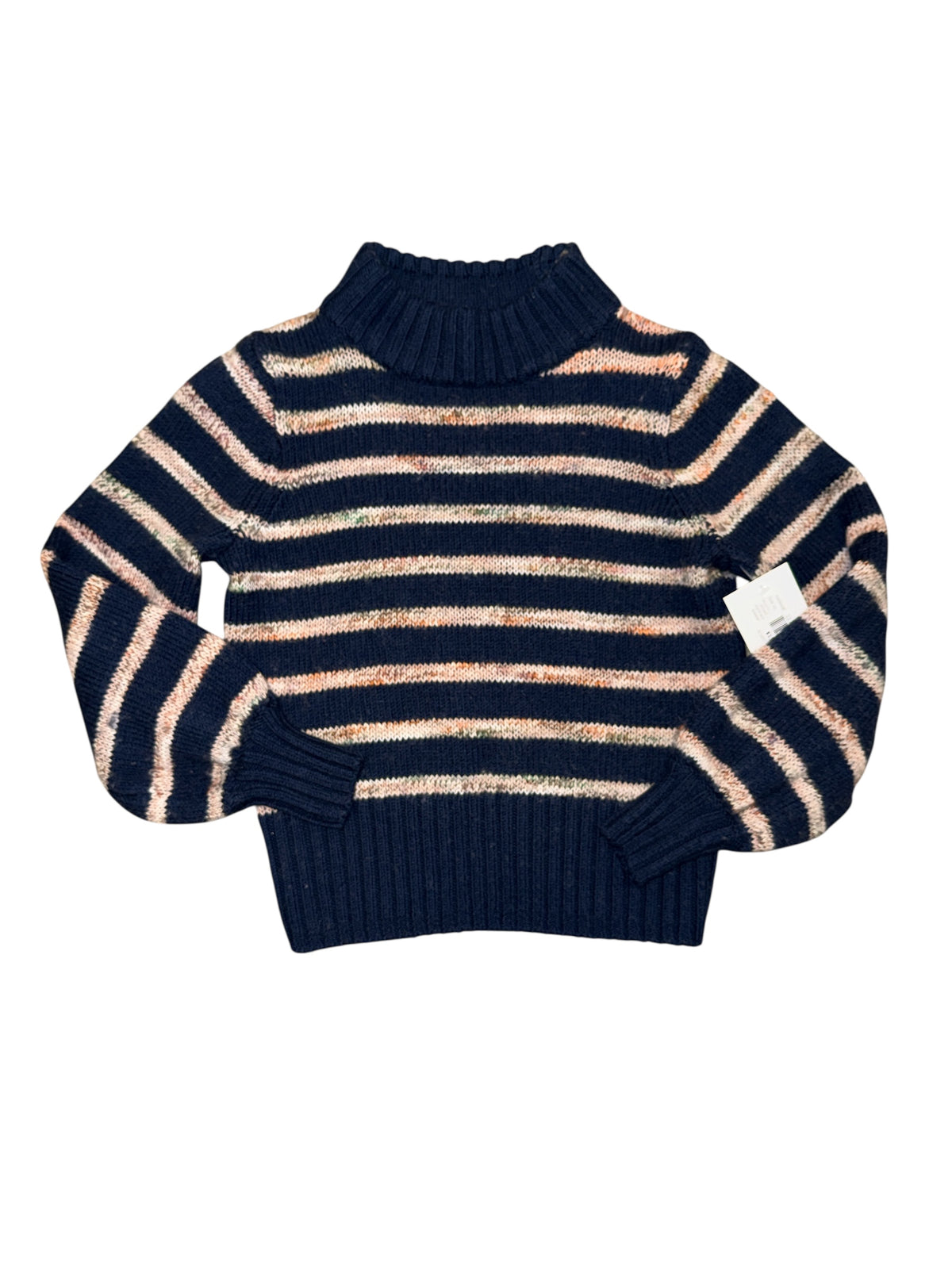 navy pink white madewell striped mockneck sweater, xs
