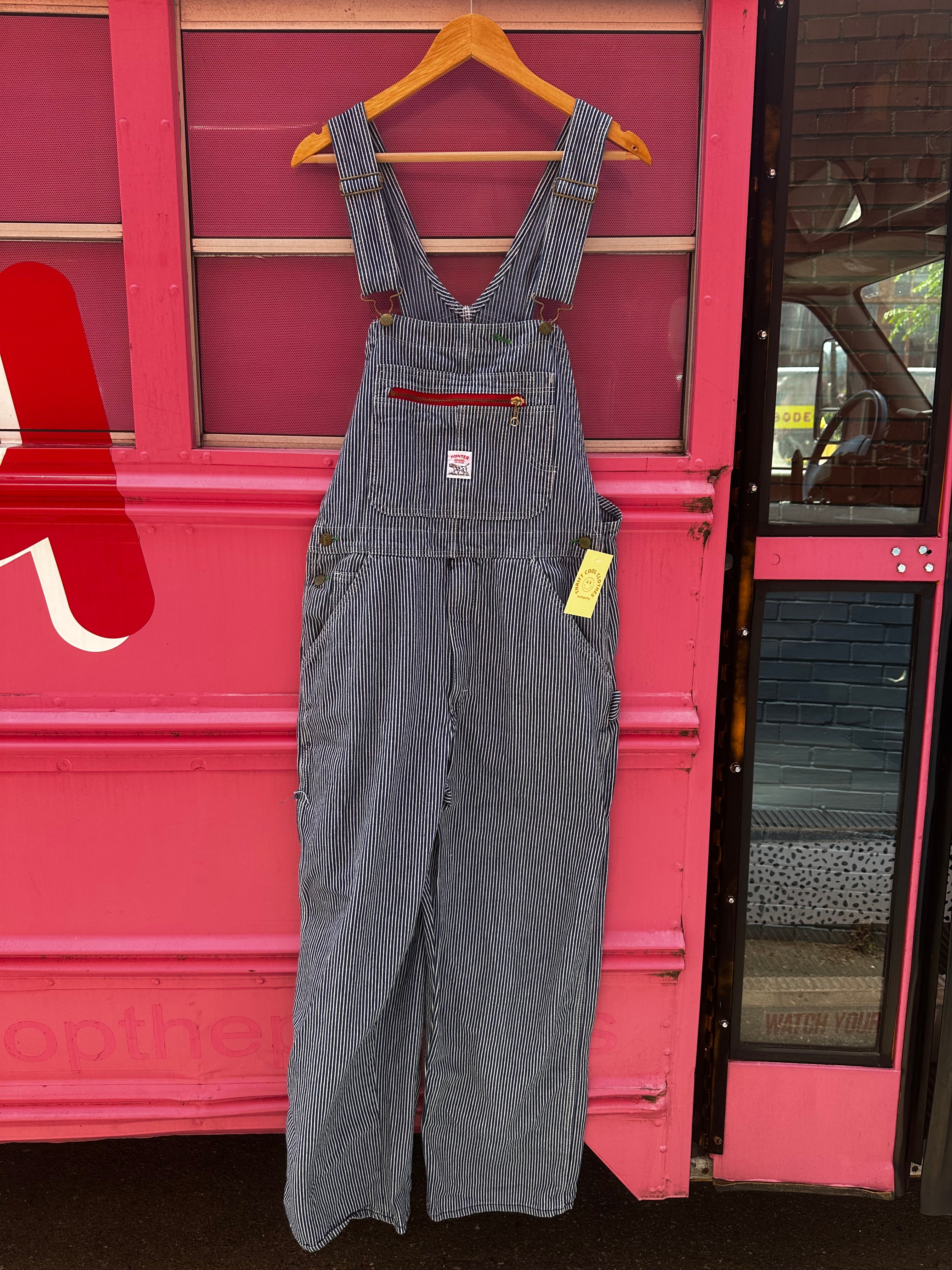 navy white pointer brand navy striped overalls (fits like M)