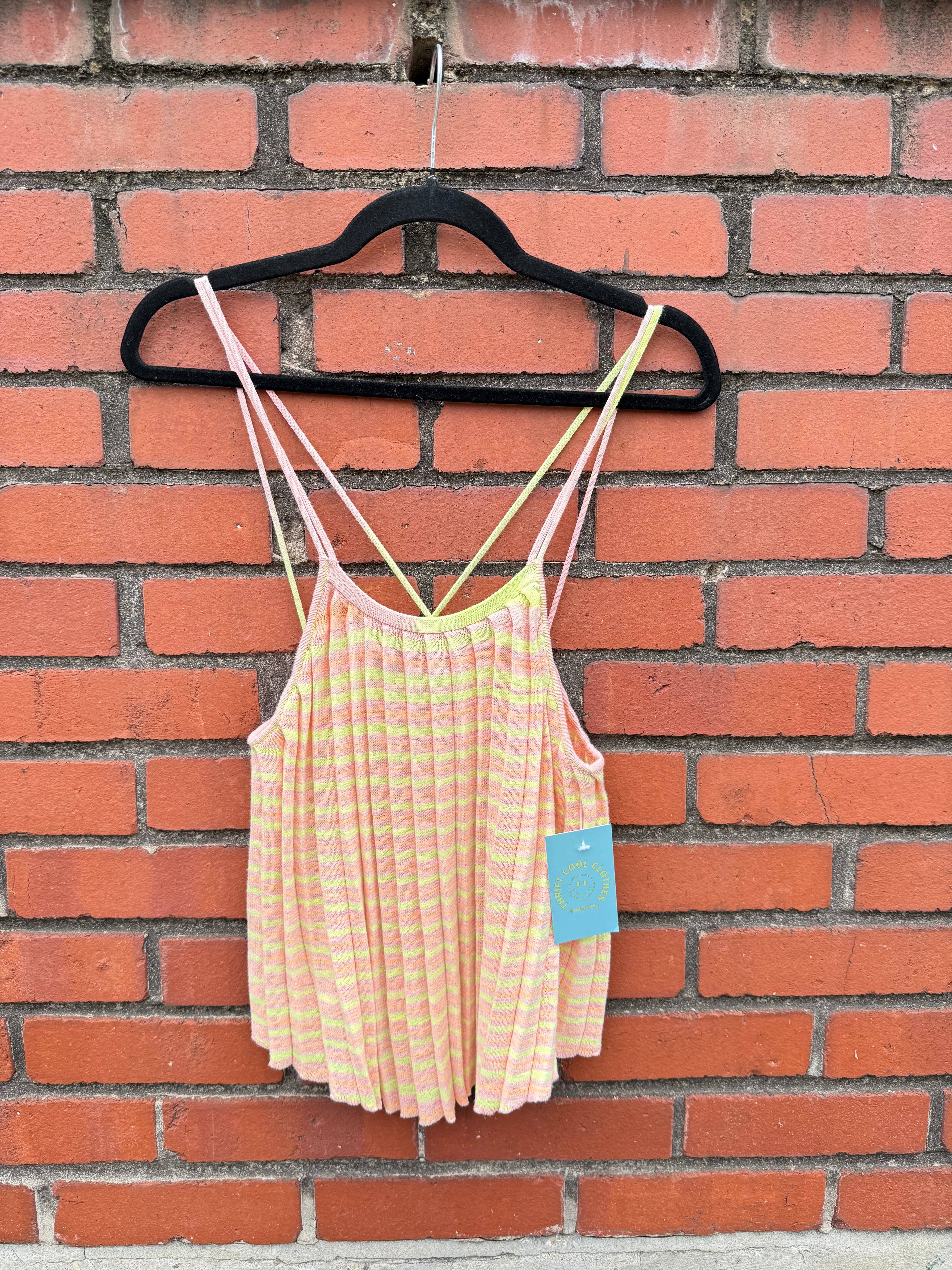 orange yellow kimchi blue striped pleated cami, m