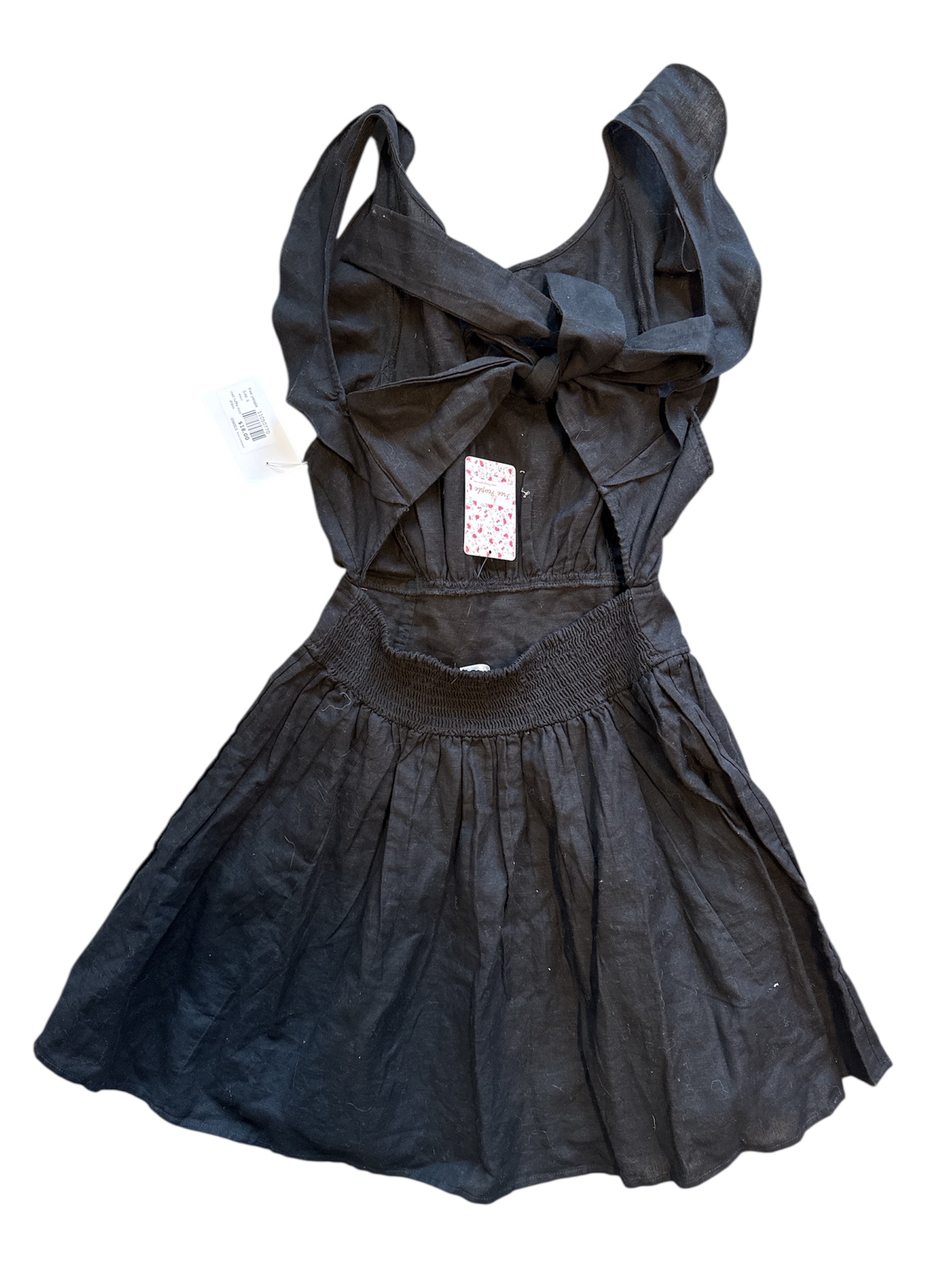 black free people nwt ruffle mini dress, s