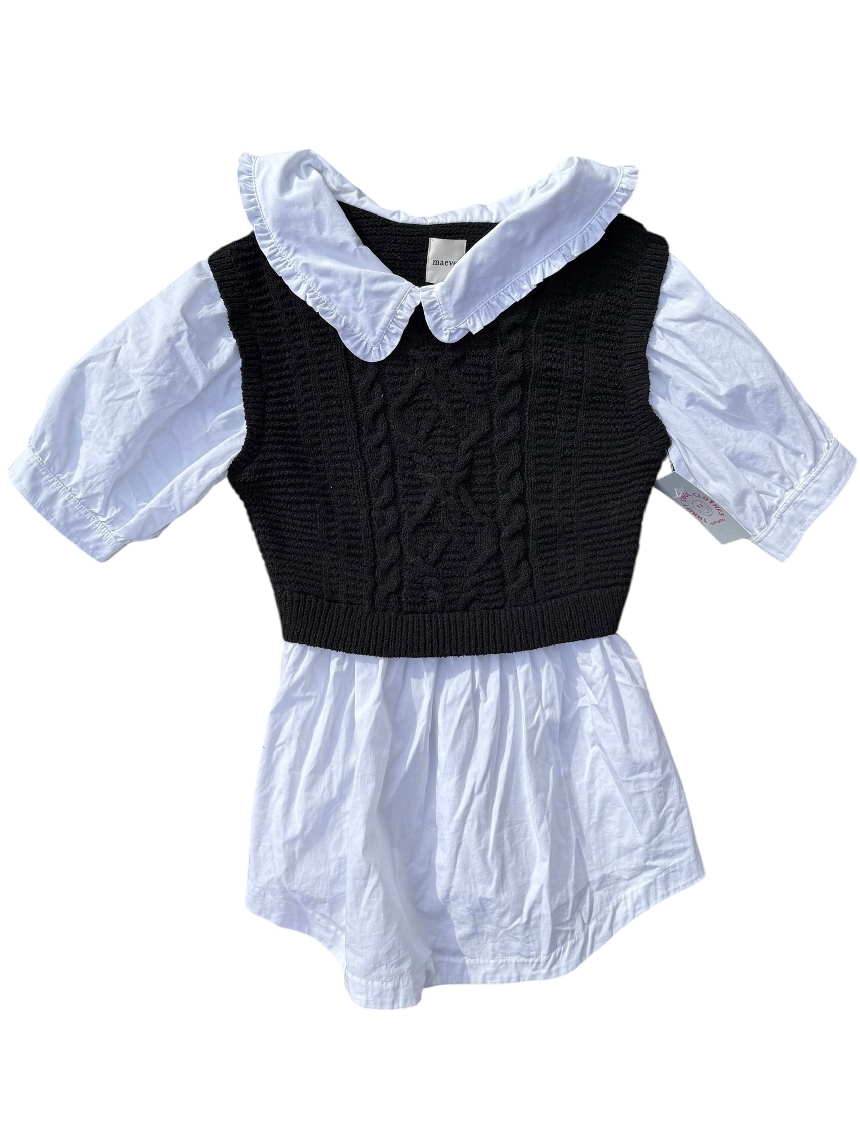 black white maeve sweater blouse combo, xs