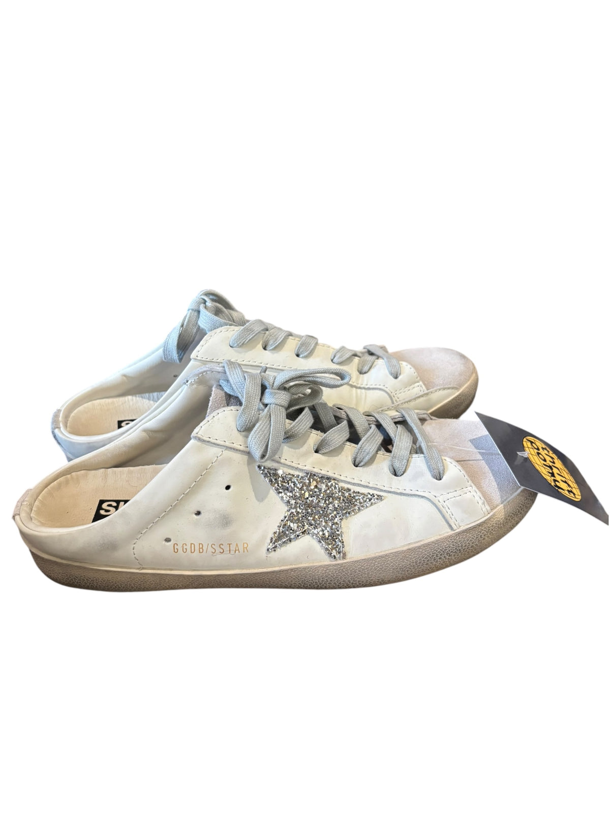white silver golden goose slip on leather sneakers, 41