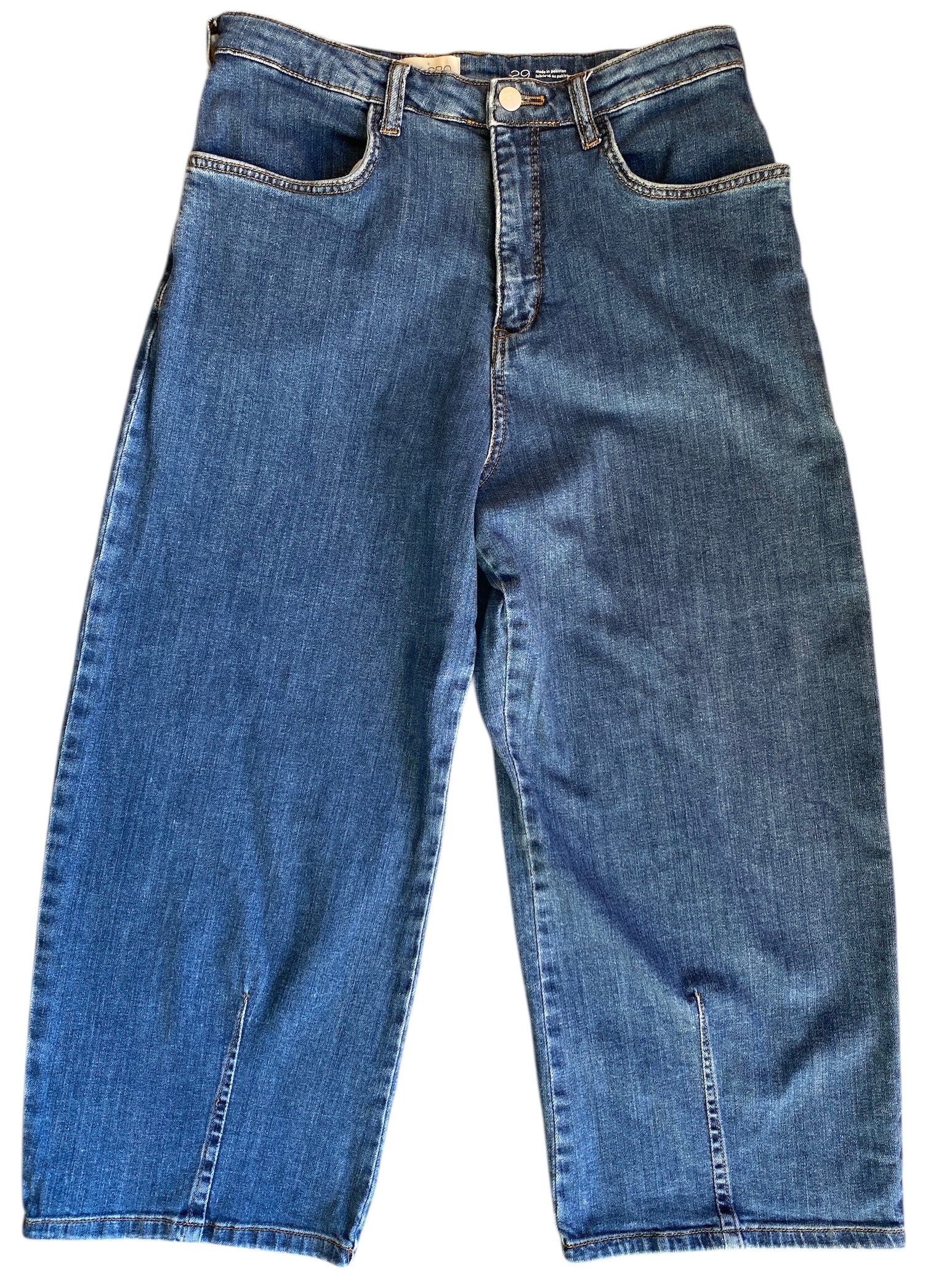 blue pilcro cropped barrel jeans, 29