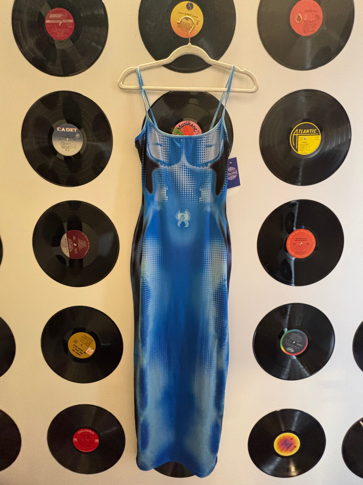 blue black body tank maxi dress s (Fits like a size Large)