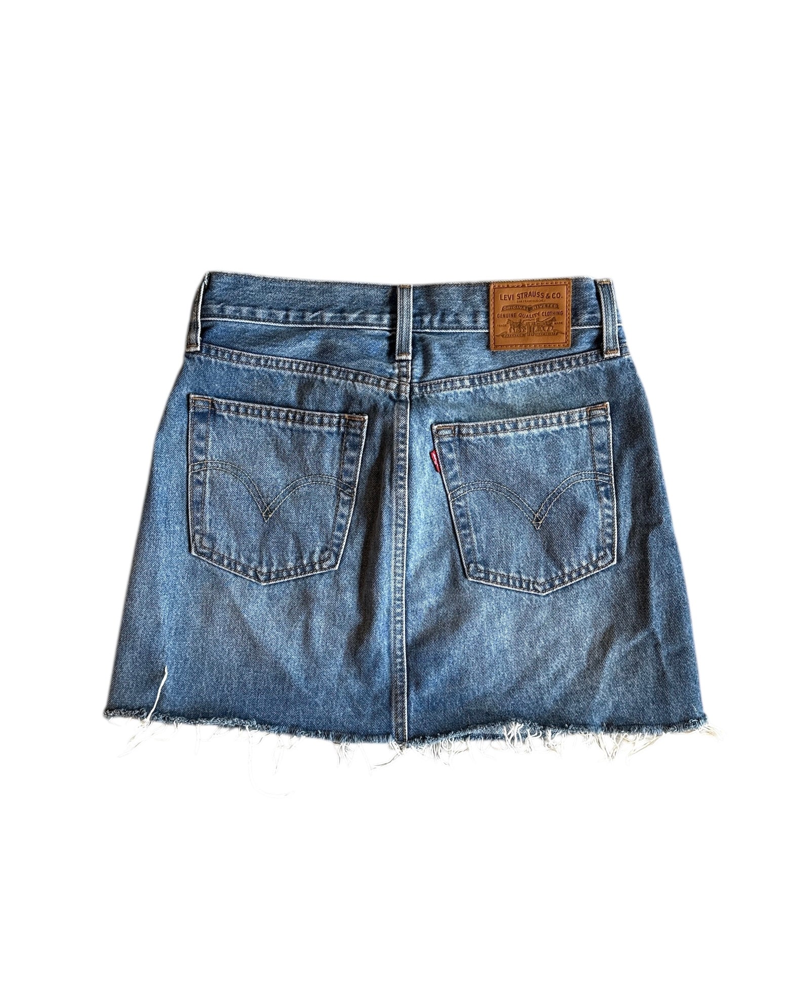 blue levi denim mini skirt, 26