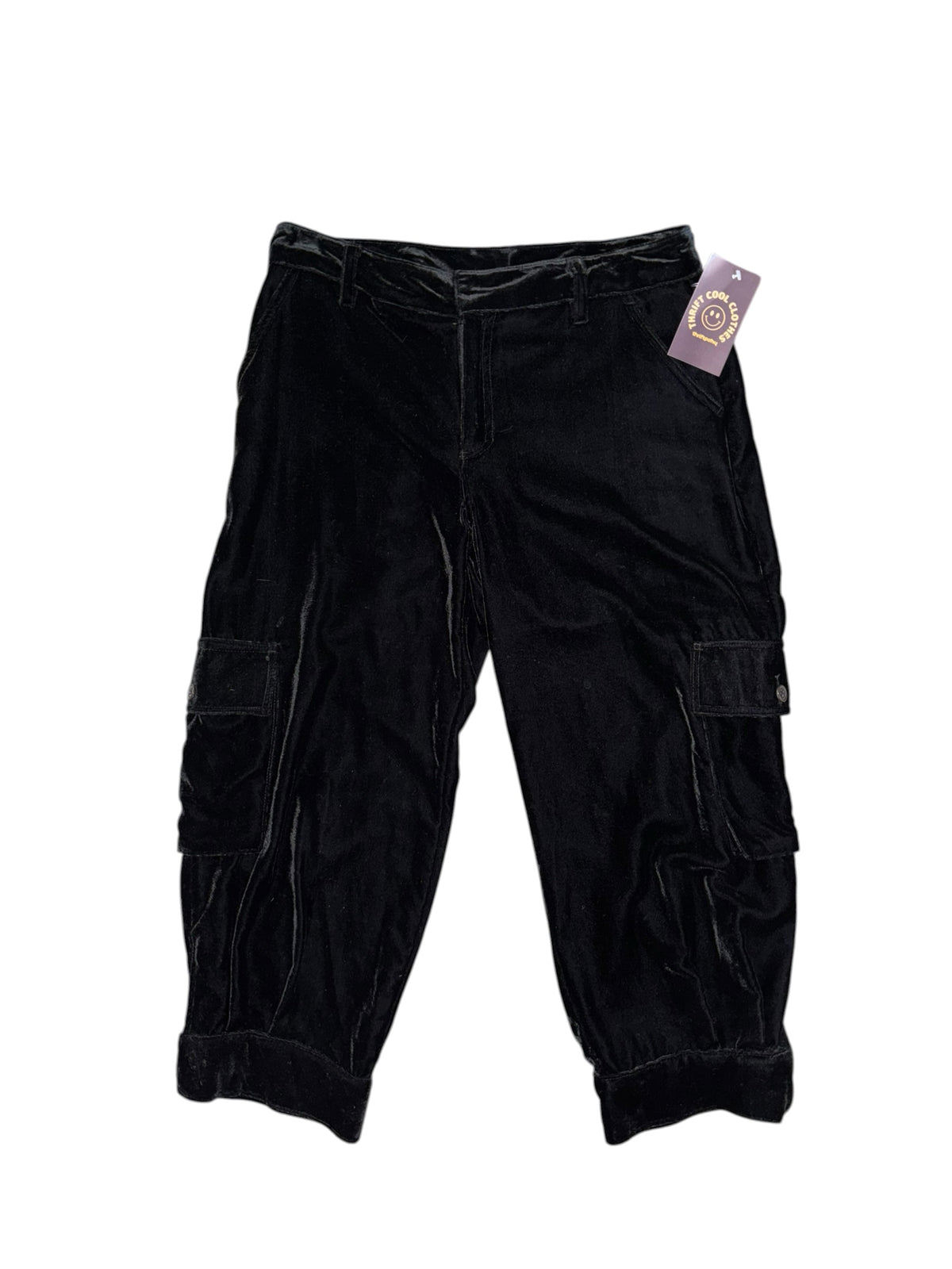 black metro velvet cargo capri pants, 4