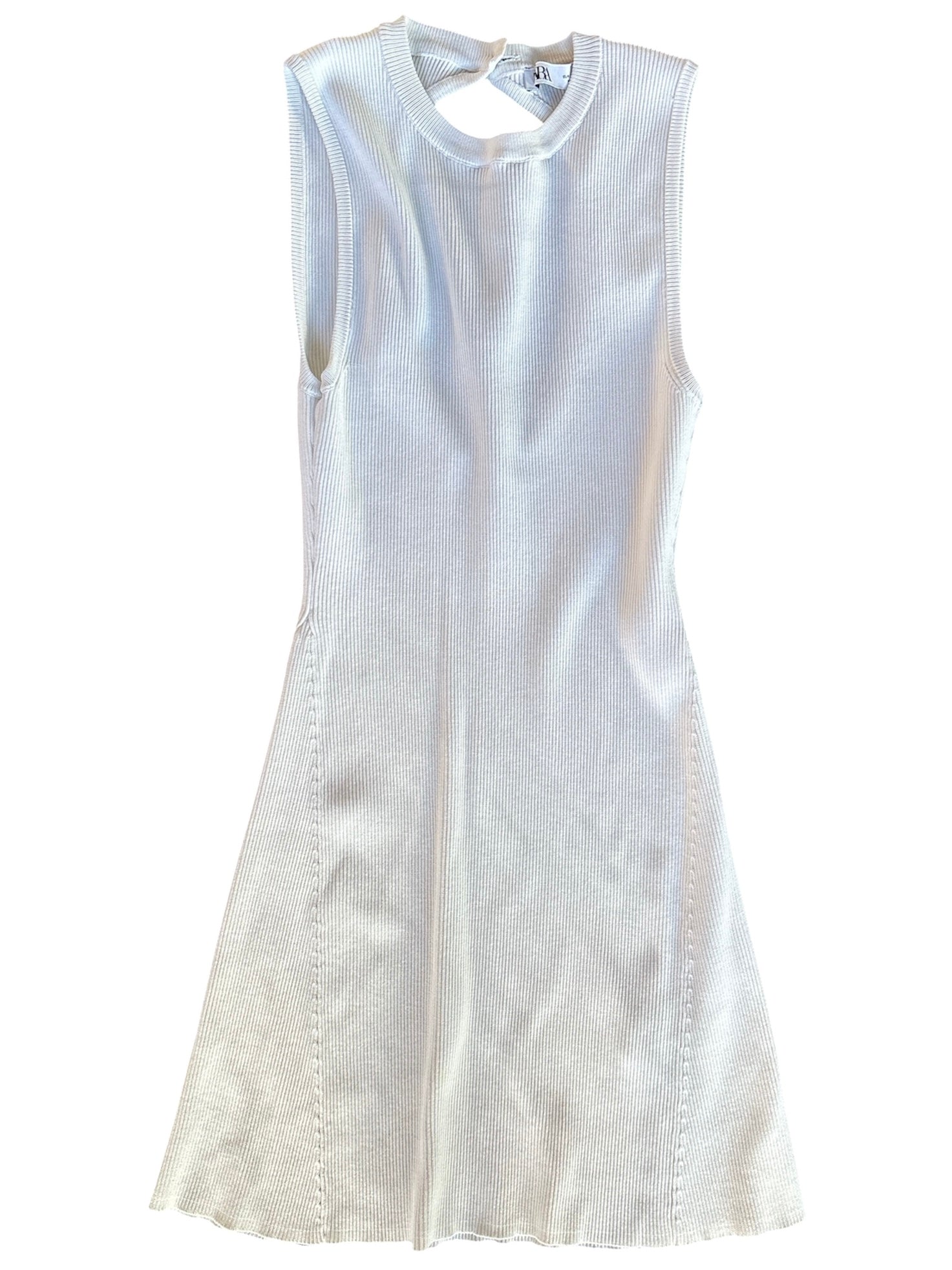 white zara ribbed open back dress, L