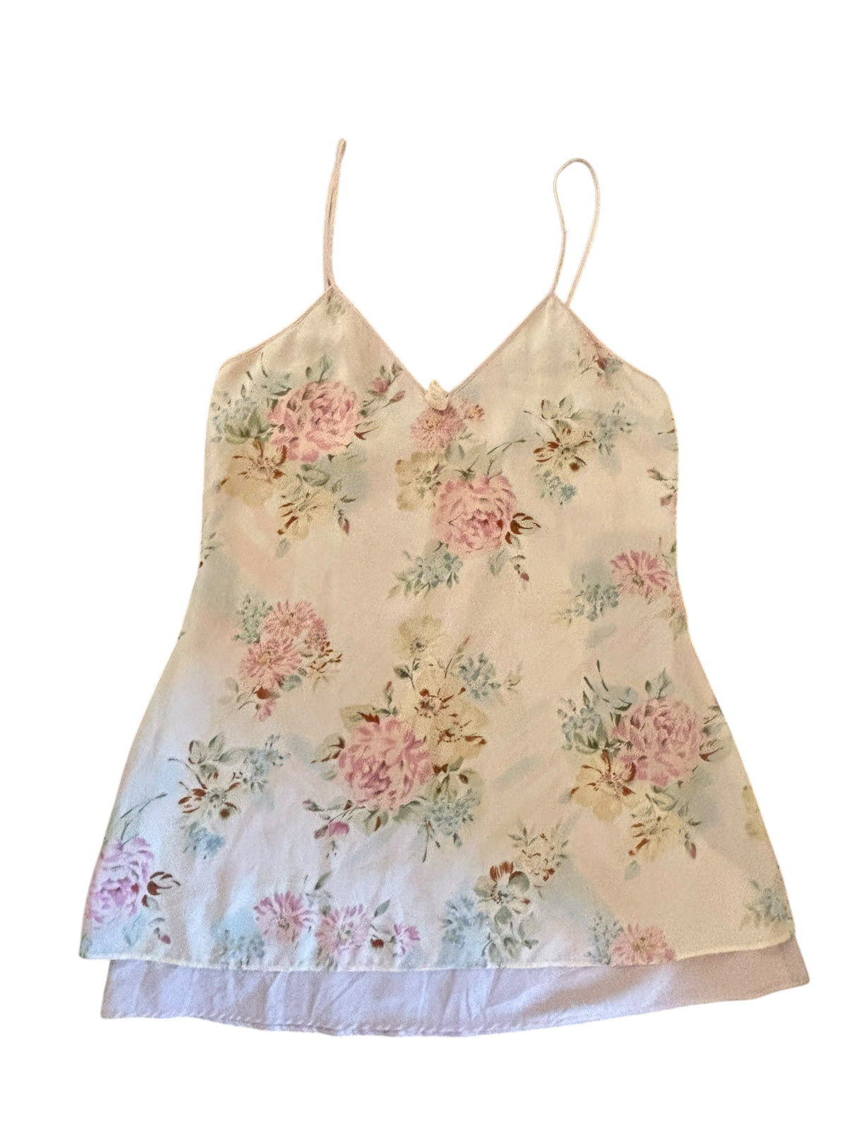 pink blue green floral tank slip dress