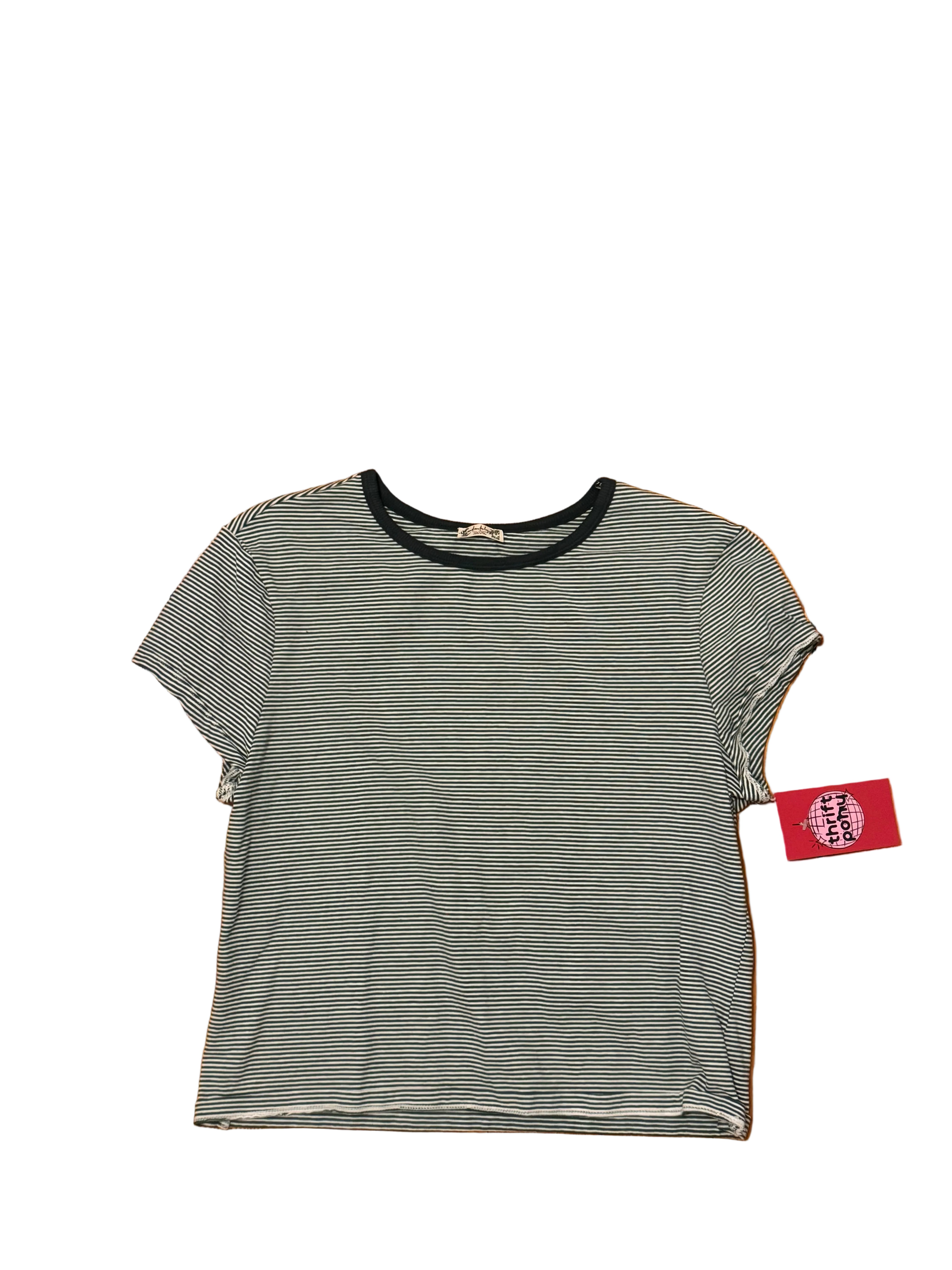 white green free people striped ss top, xl