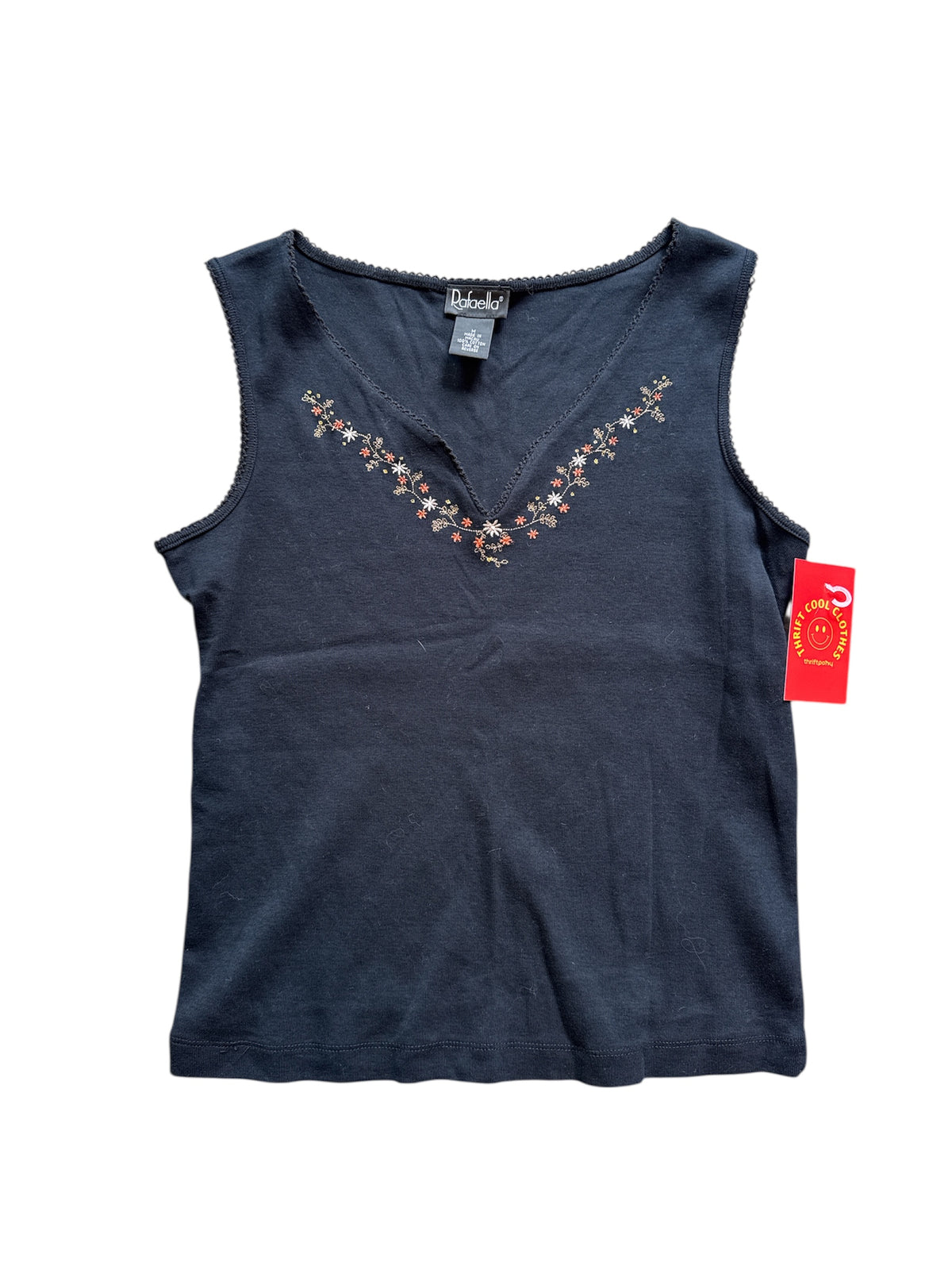 black orange rafaella embroider v neck tank, m