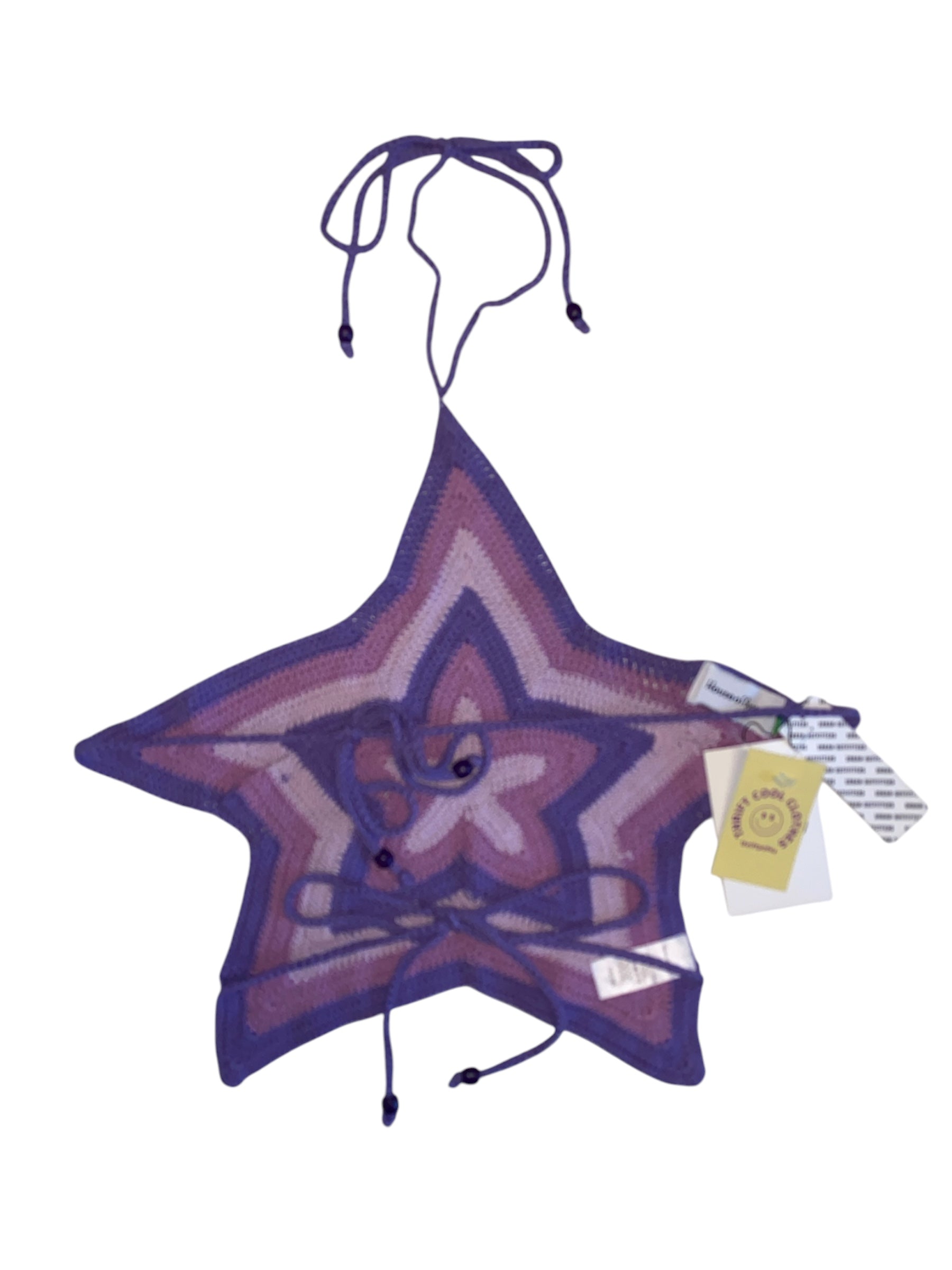 purple house of sunny nwt butterfly crochet top, m