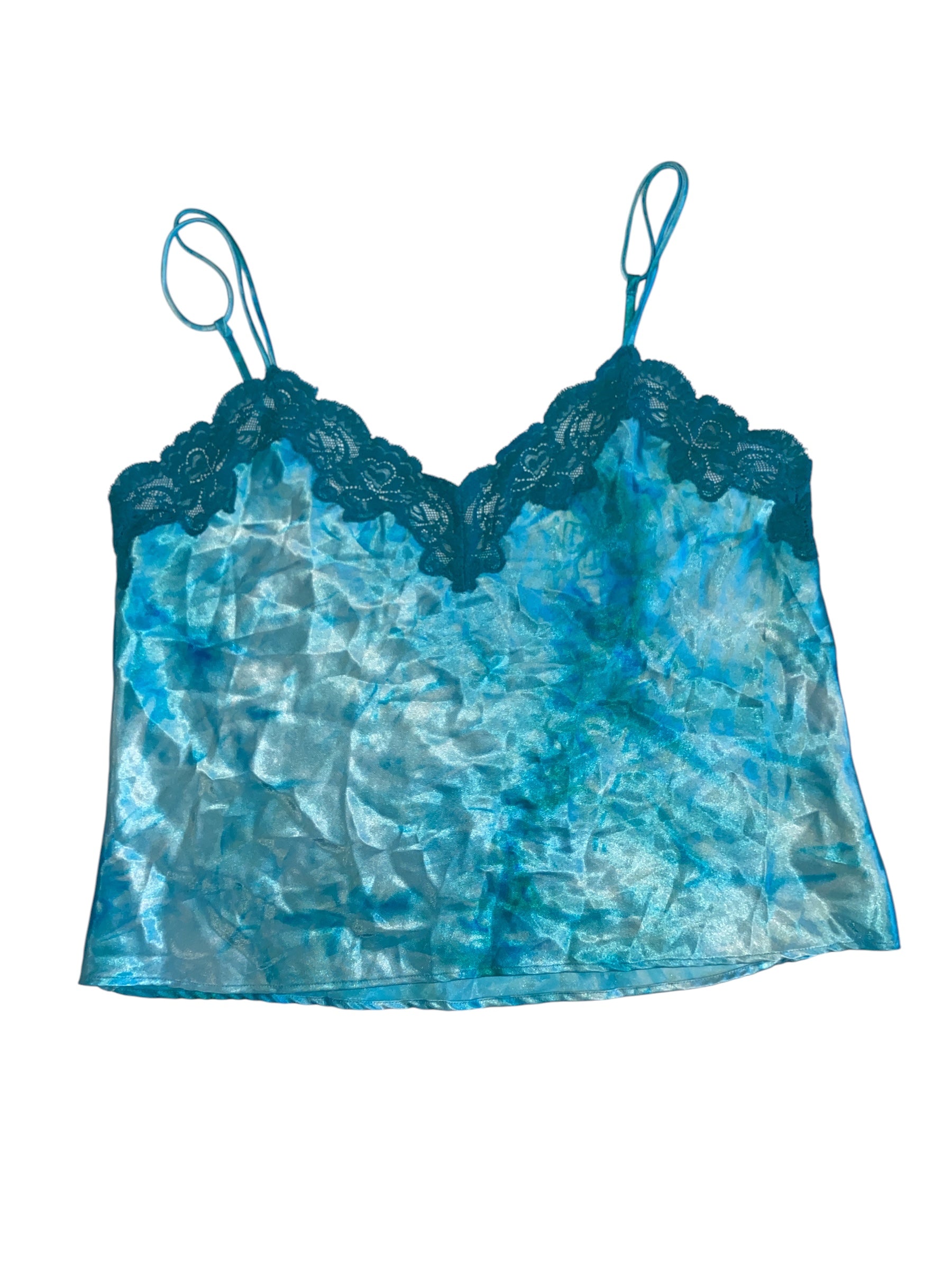 blue valerie stevens silky tie dye tank, s