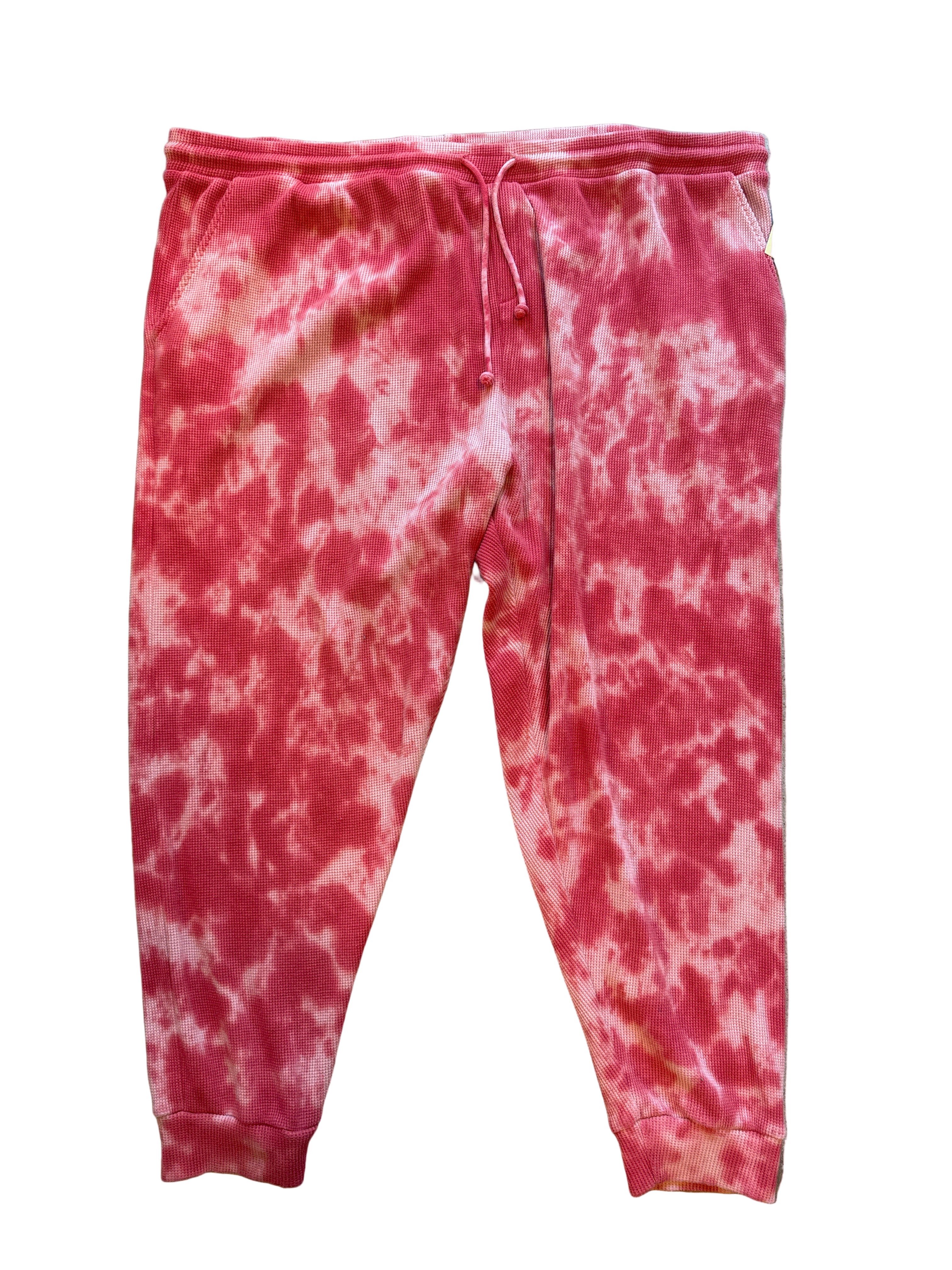 red saturday sunday tie dye waffle knit joggers, 3x