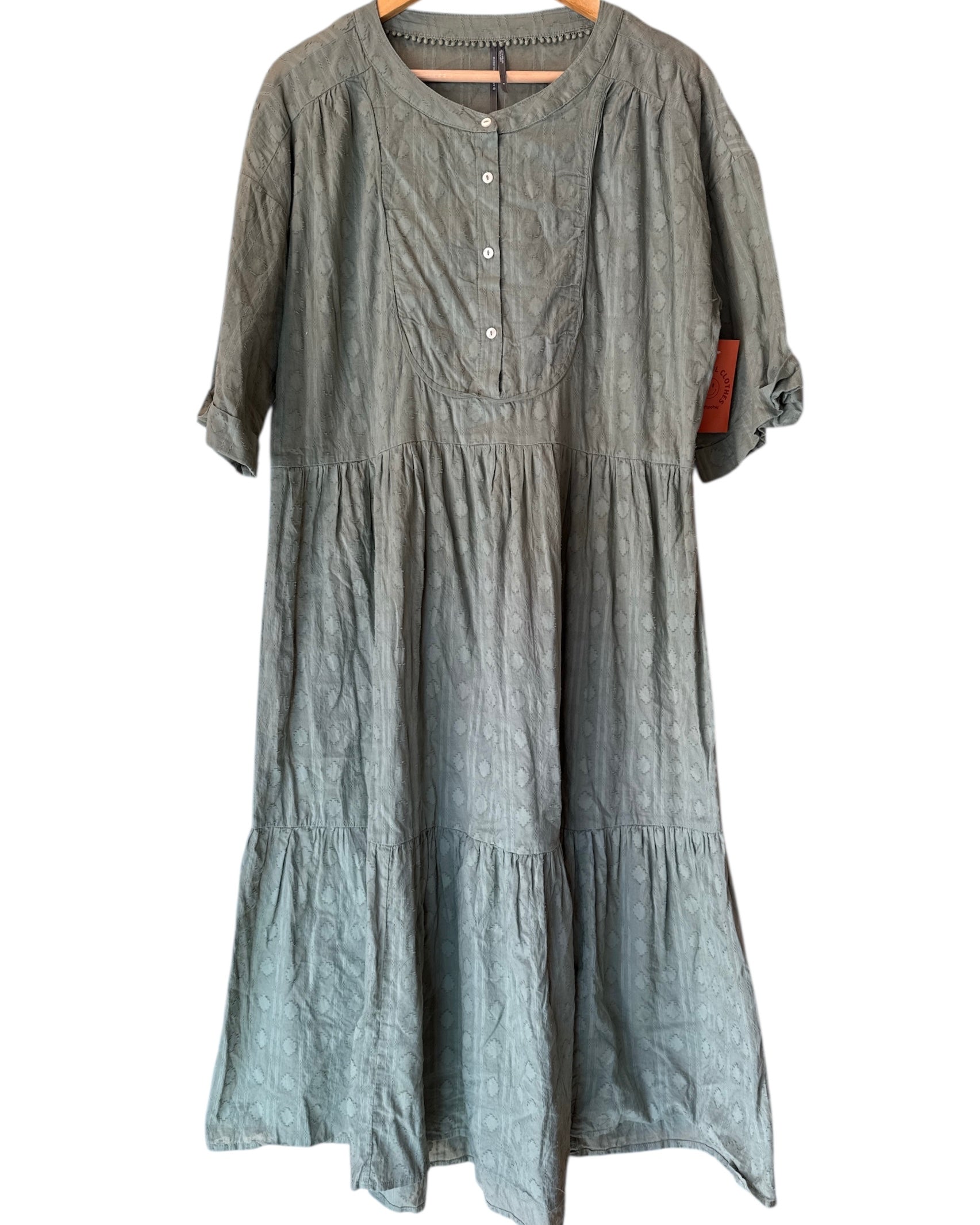 green Anthropologie ls maxi dress, m