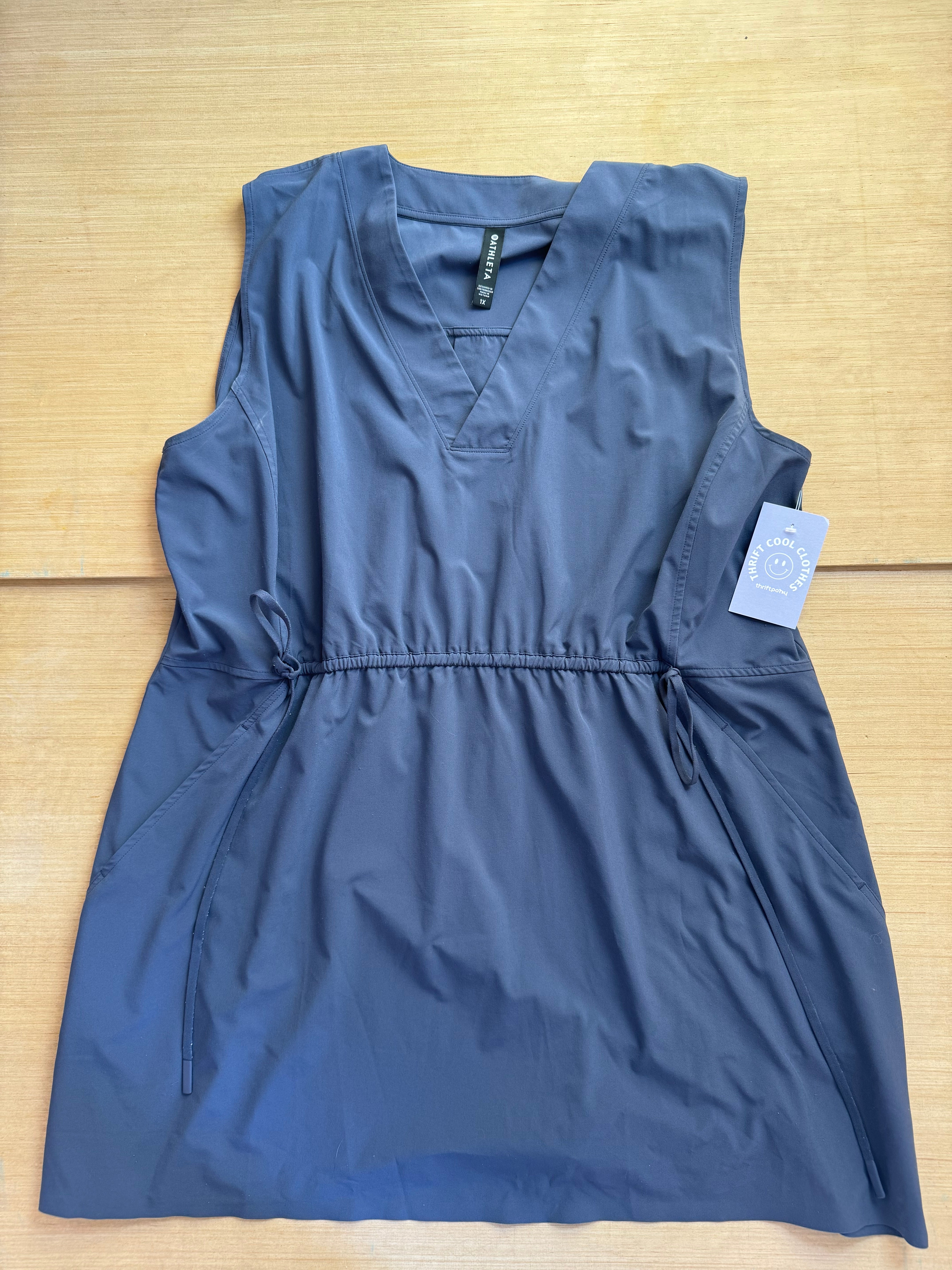 gray athleta v neck athletic tunic, 1x
