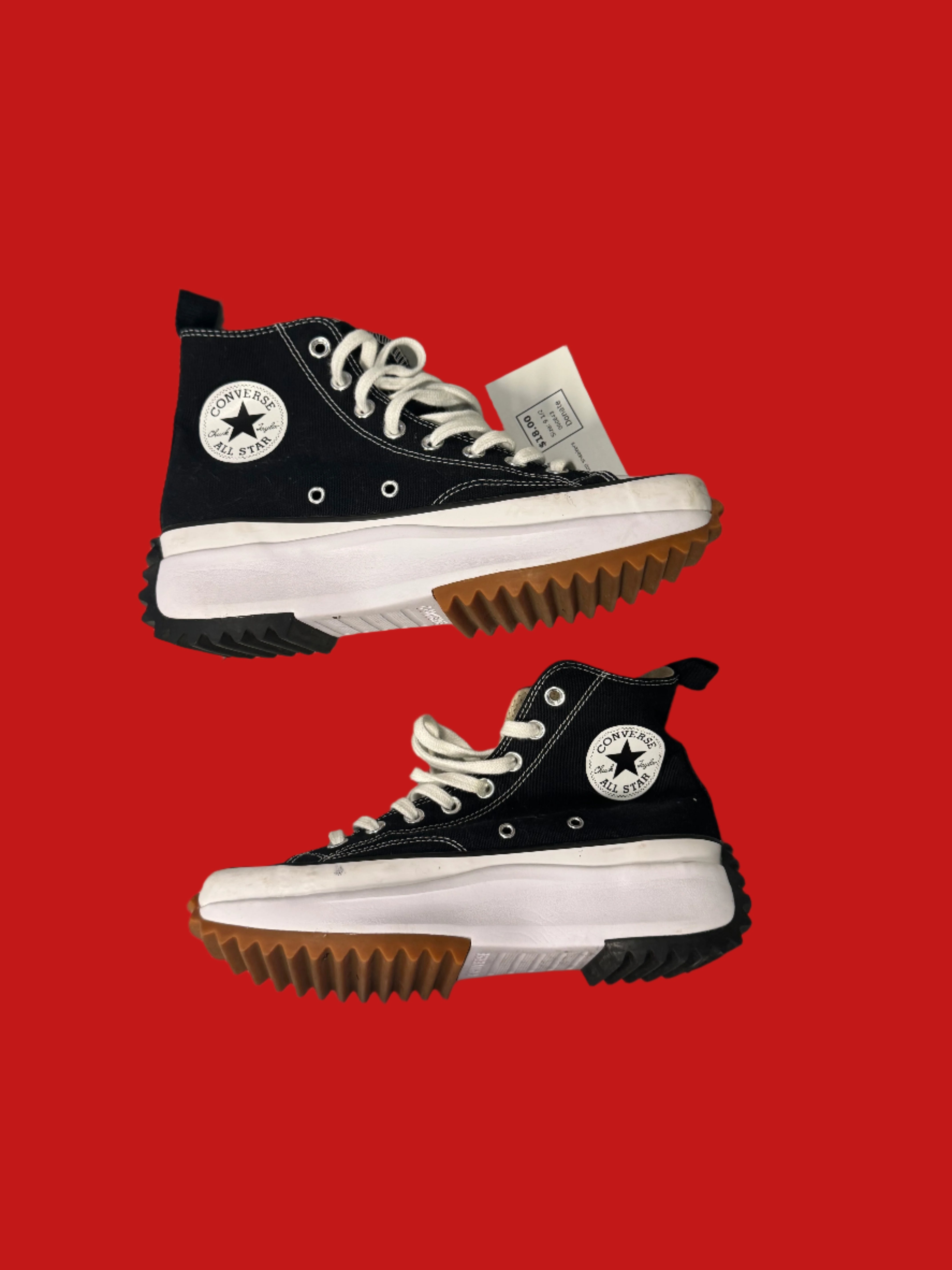 black converse hi top sneakers, 9 1/2