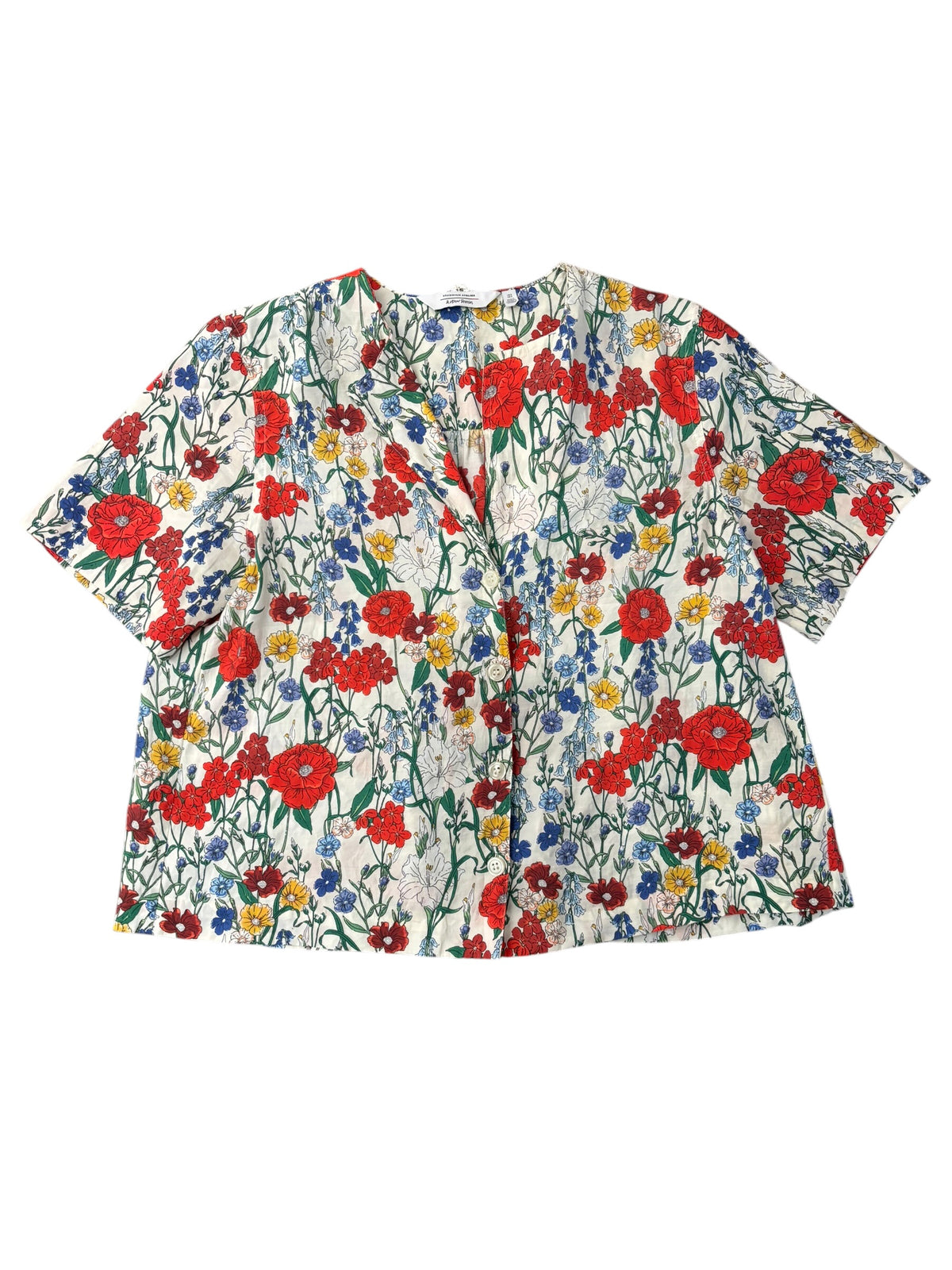 white red blue & other stories floral v neck blouse, 6