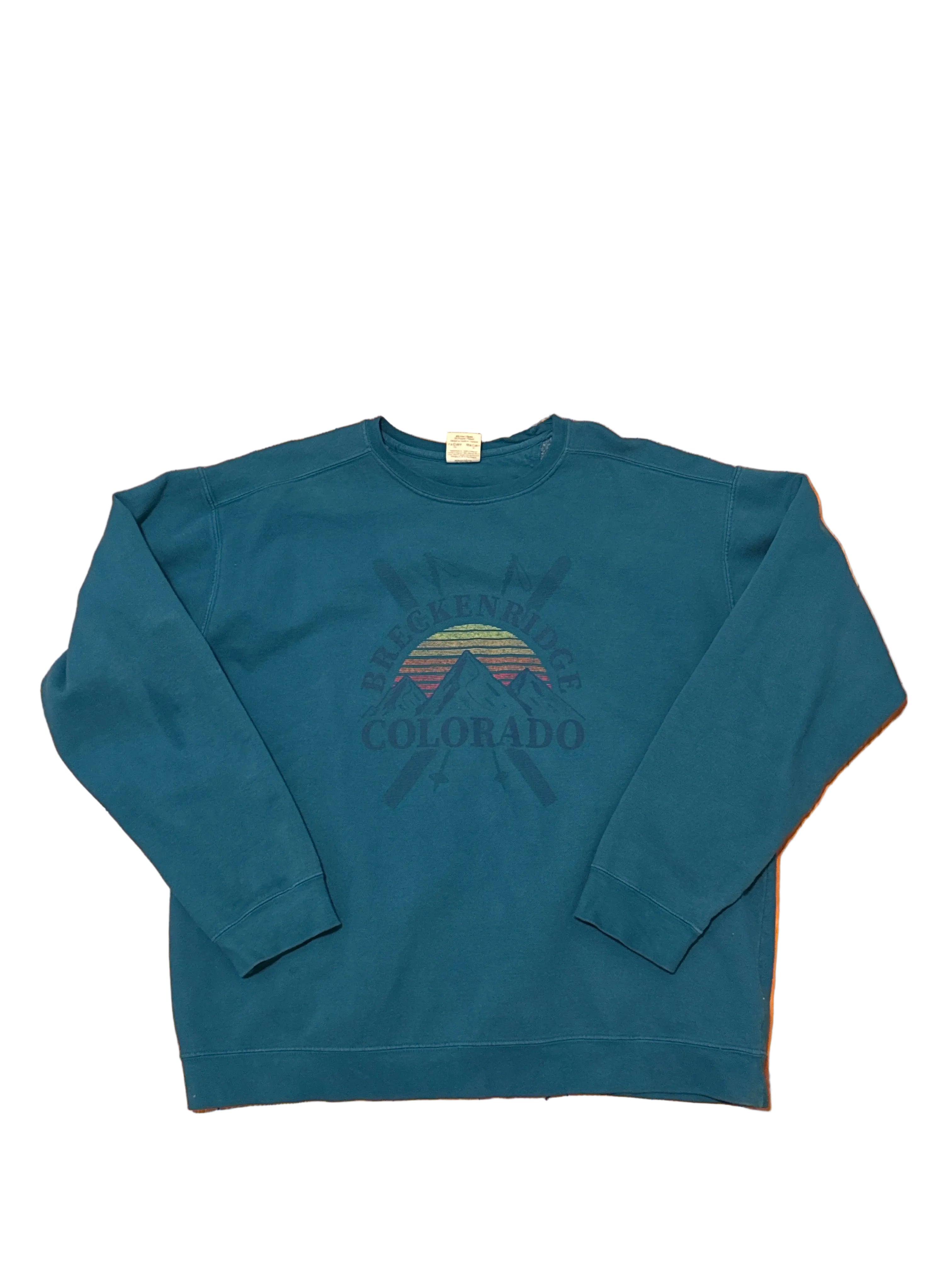 teal comfort colors colorado crew, L