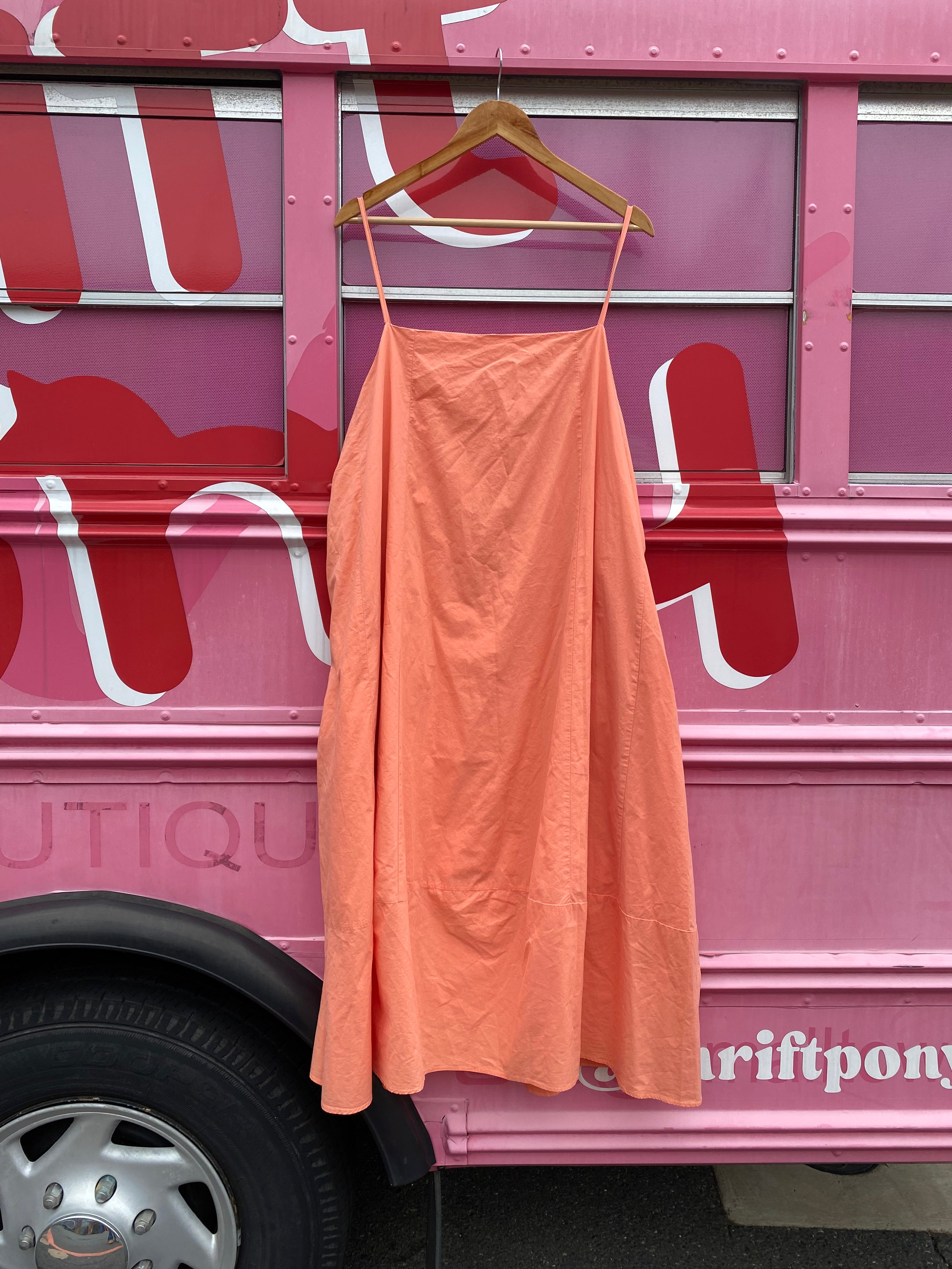 Peach Self contrast Cami strap square neck dress, 3x