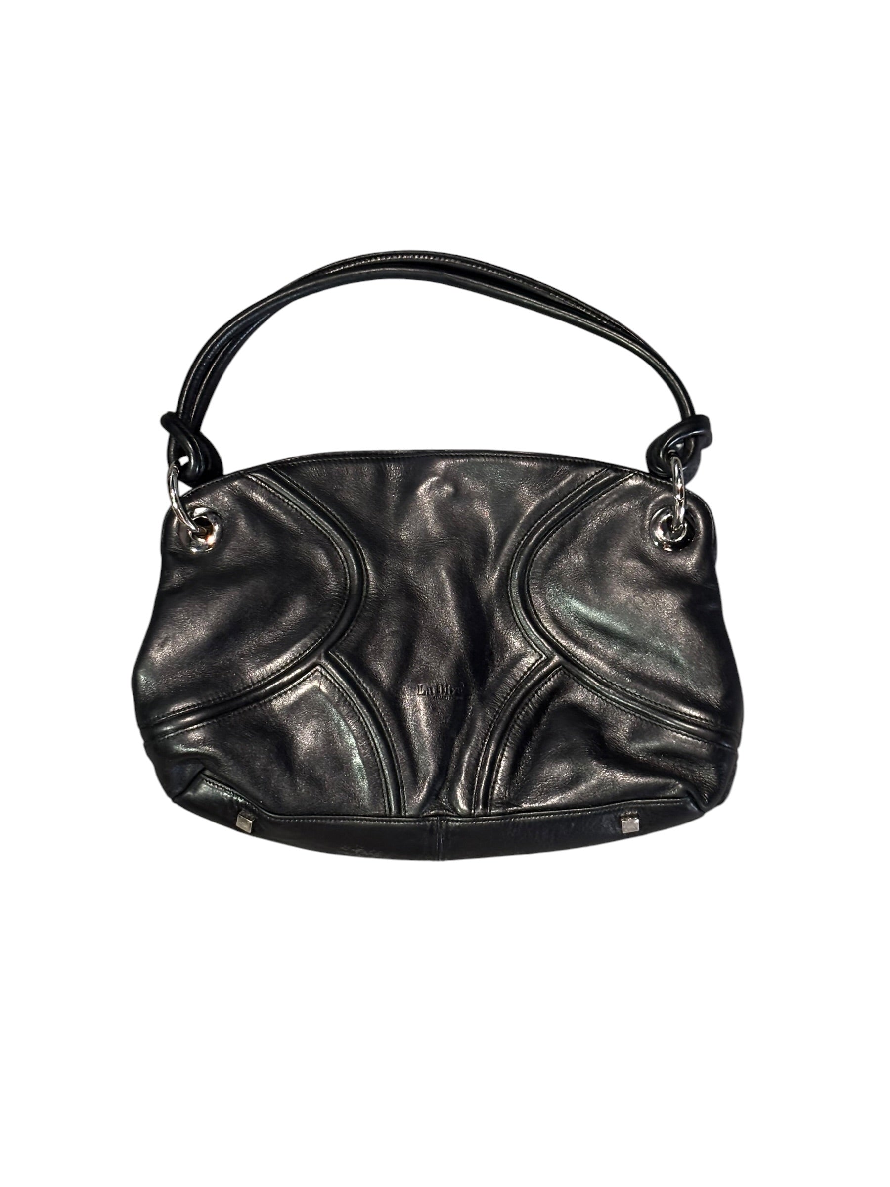 black la diva leather shoulder bag w rings