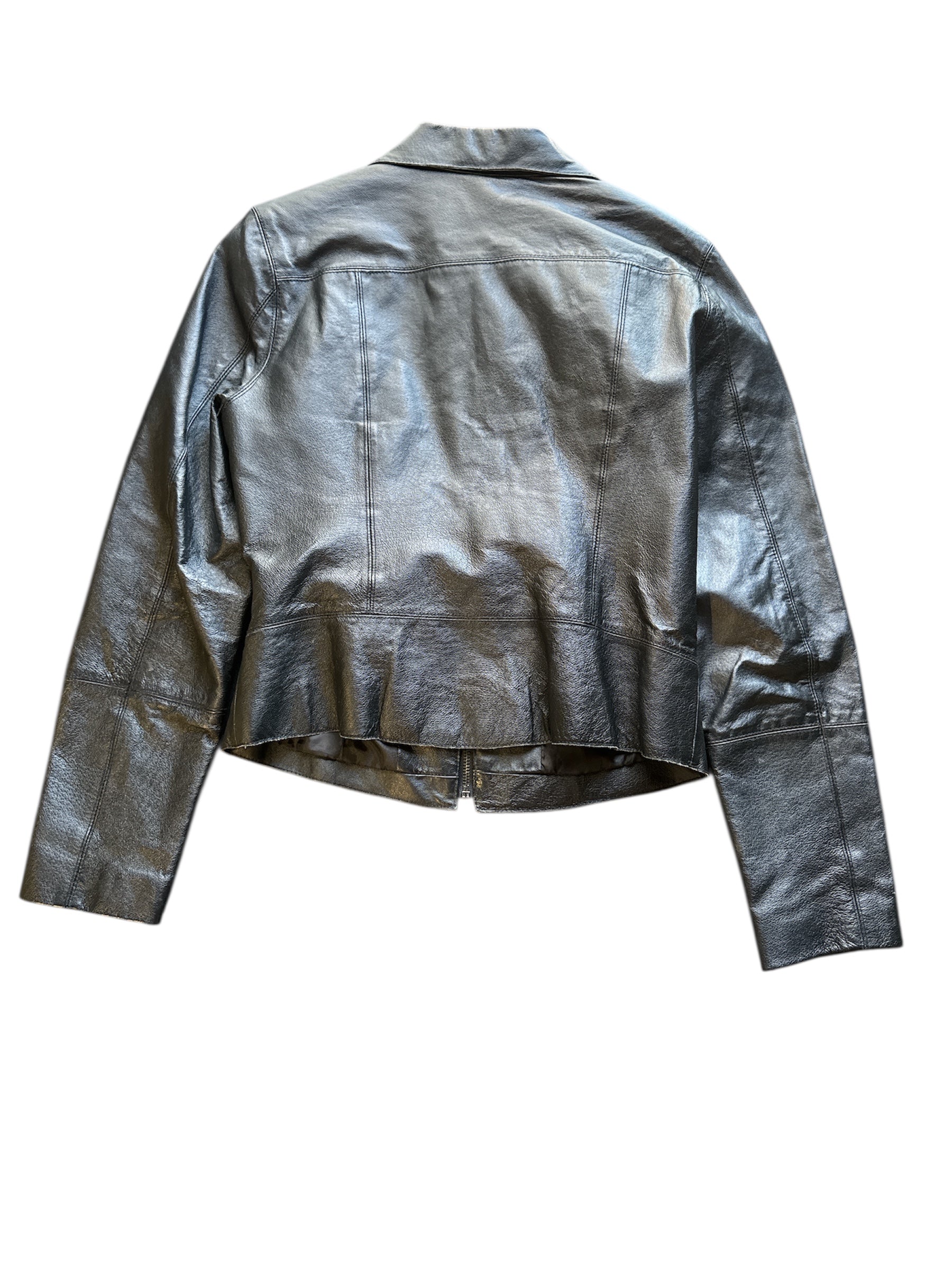 black john paul richard leather fitted zip up, s