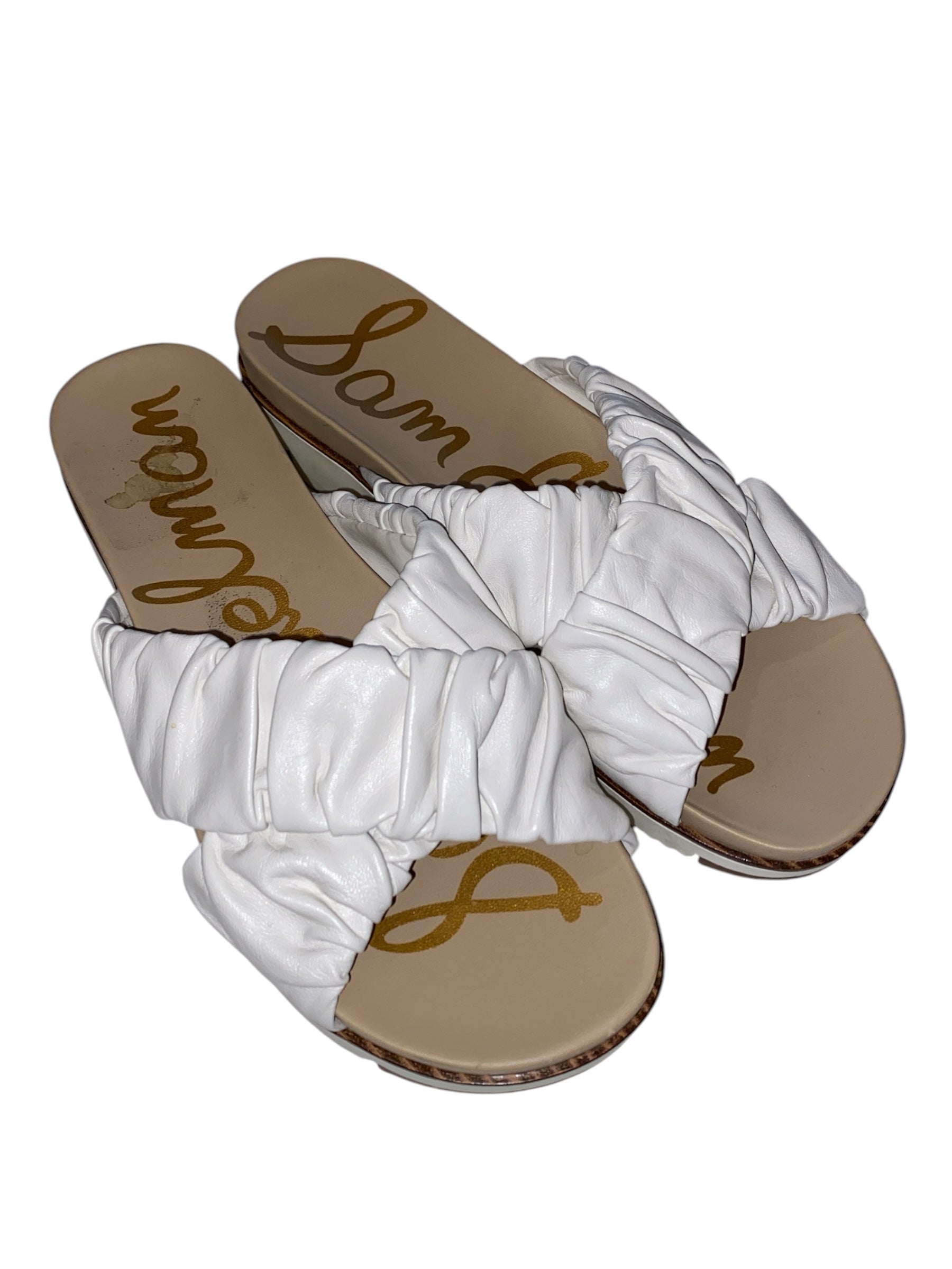white sam edelman criss cross platform sandals, 7