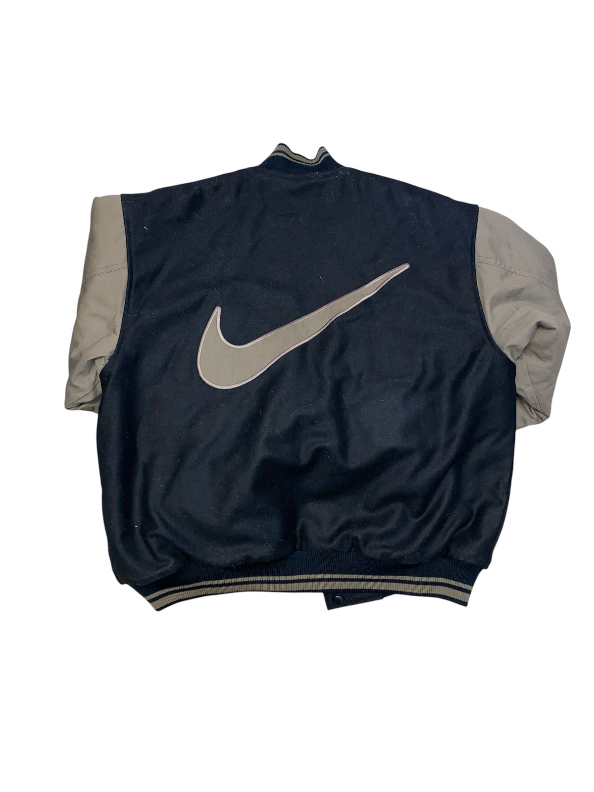 black brown nike vtg varsity jacket, m
