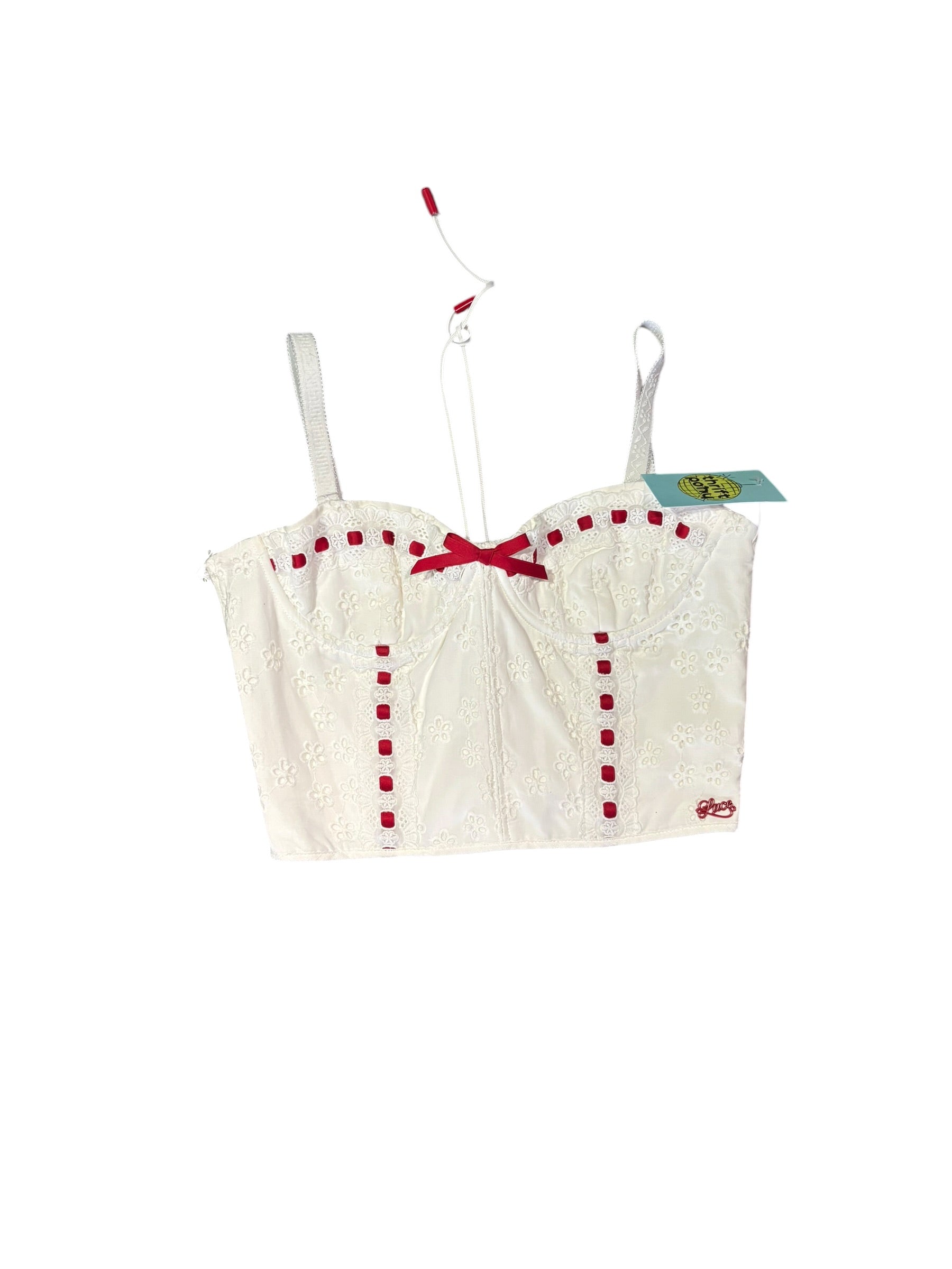 white red lacemade lace ribbon corset, l