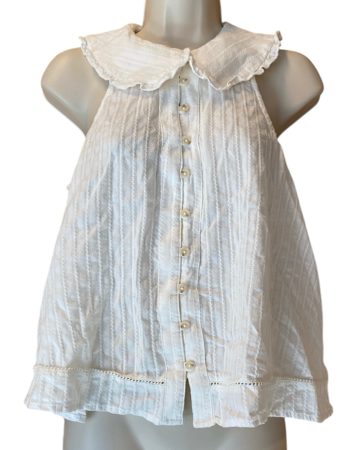 white pilcro peterpan collar sleeveless top, mp