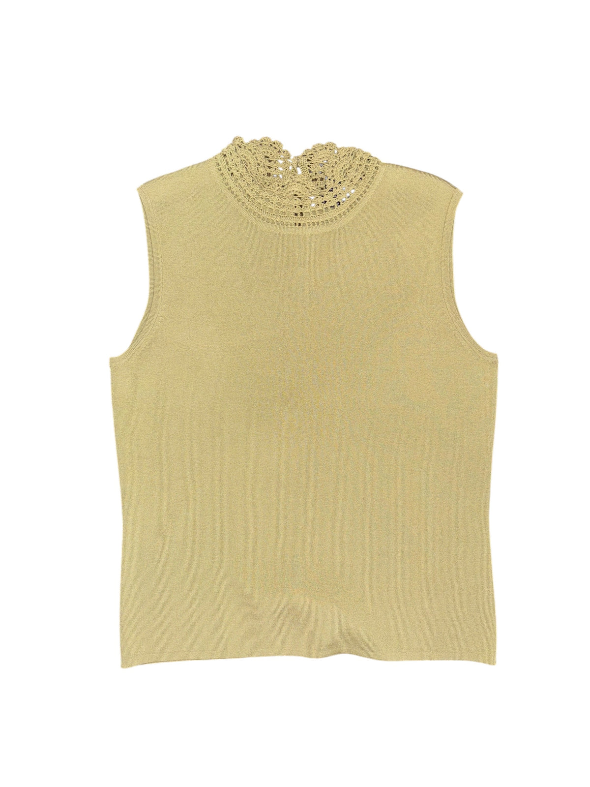 green goodclothes knit tank w eyelet mock neck, L
