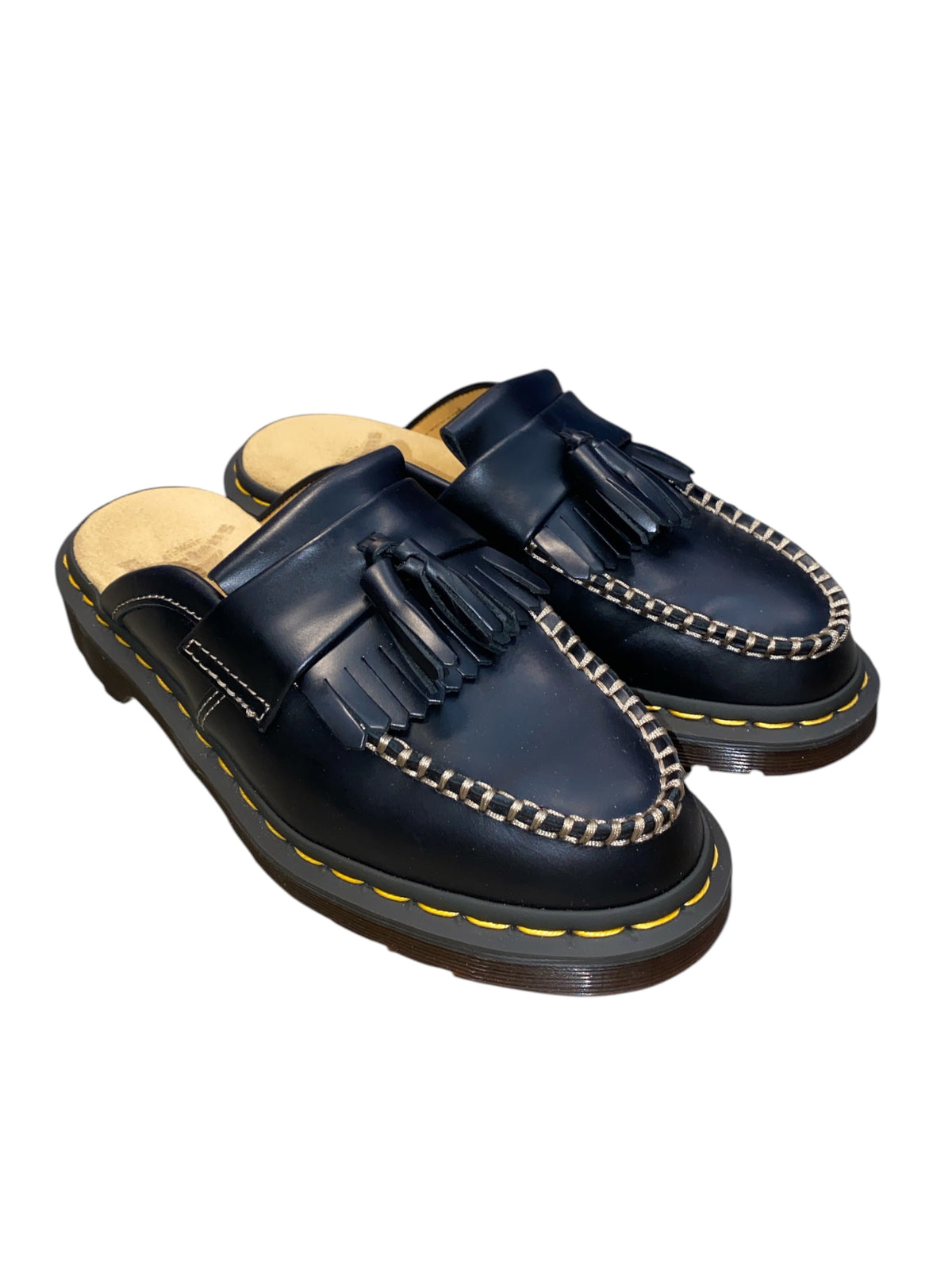 black dr marten slip on mules, 7M