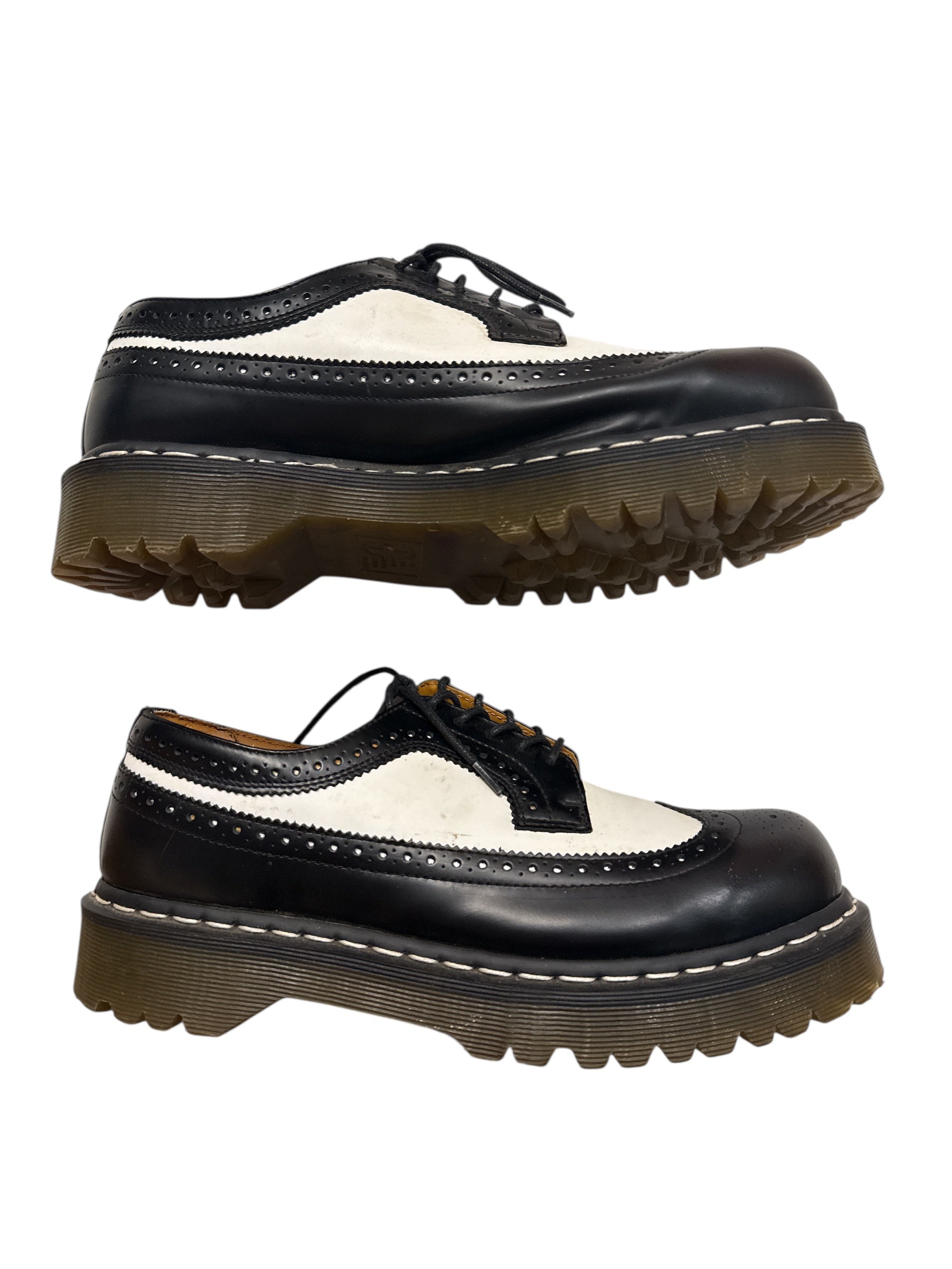black white doc marten platform oxfords, 10 womens