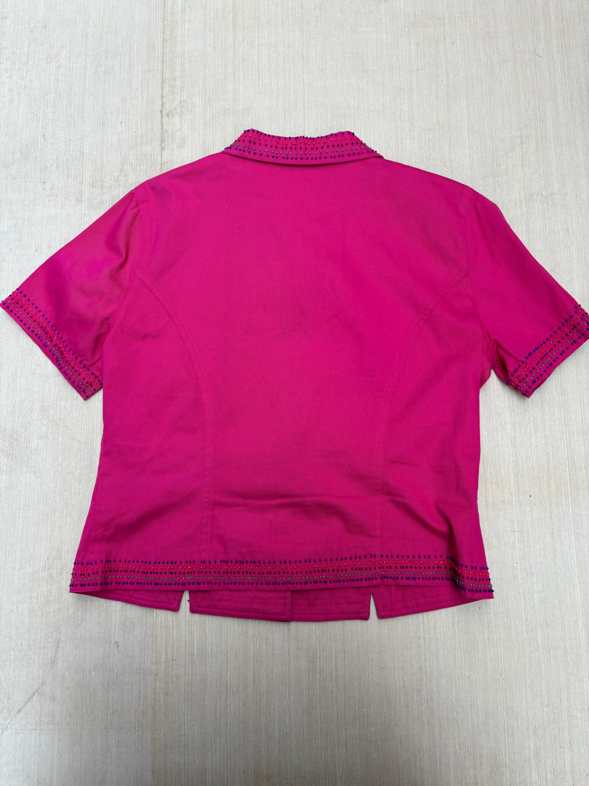 pink stone bridge button down top with beaded collar (set), 8