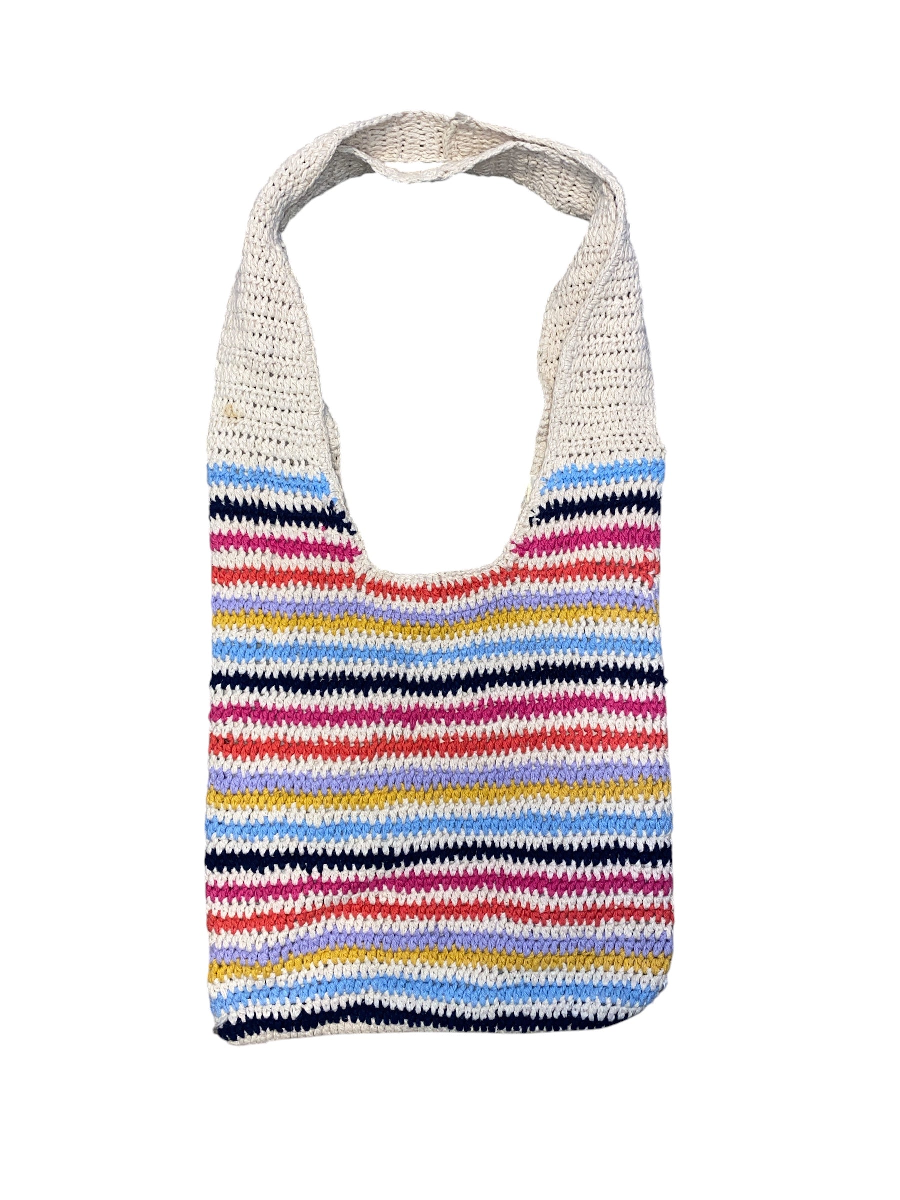 tan multi crochet tote