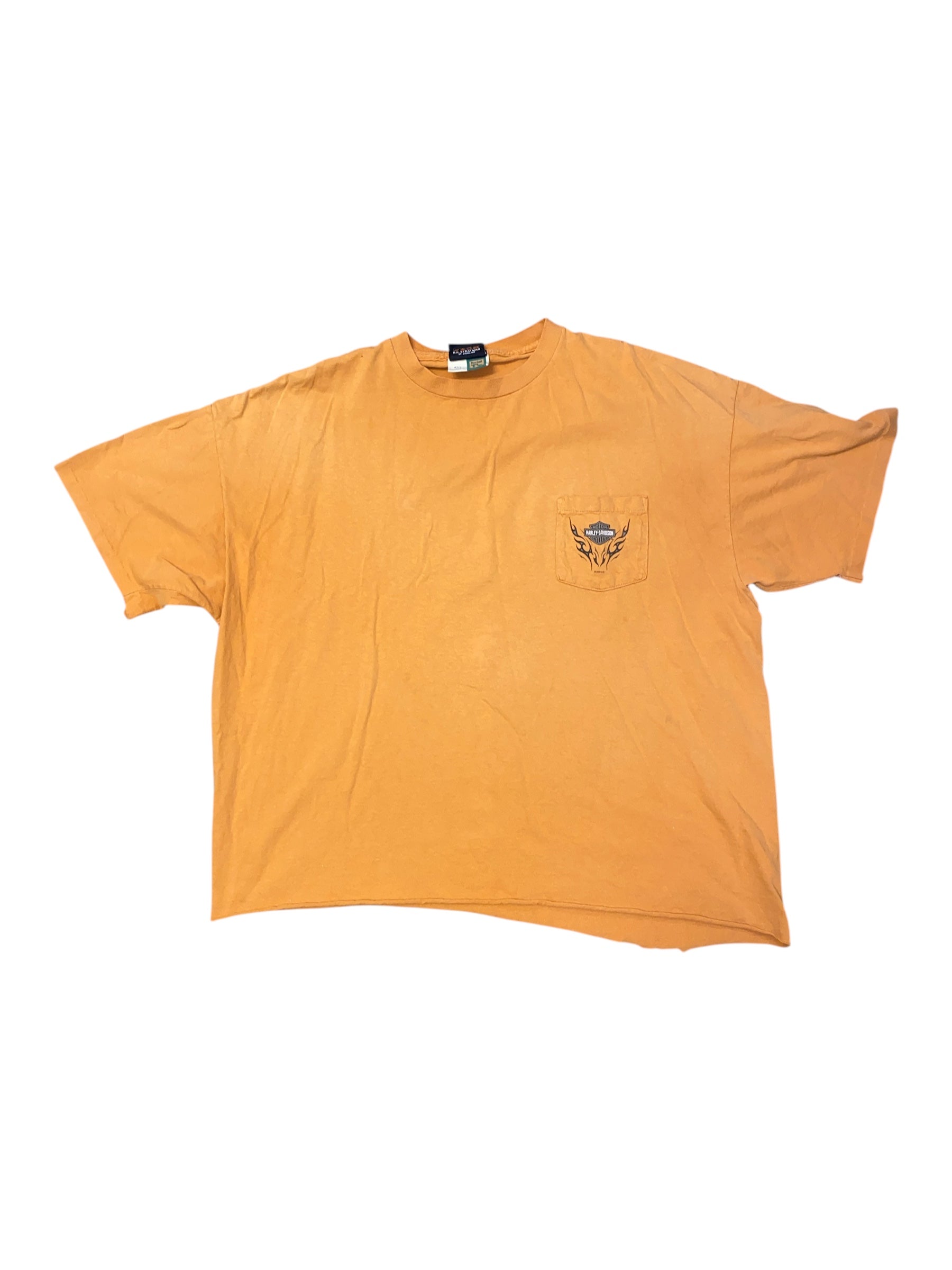 orange harley davidson '2000s branded frocket tee, 2x