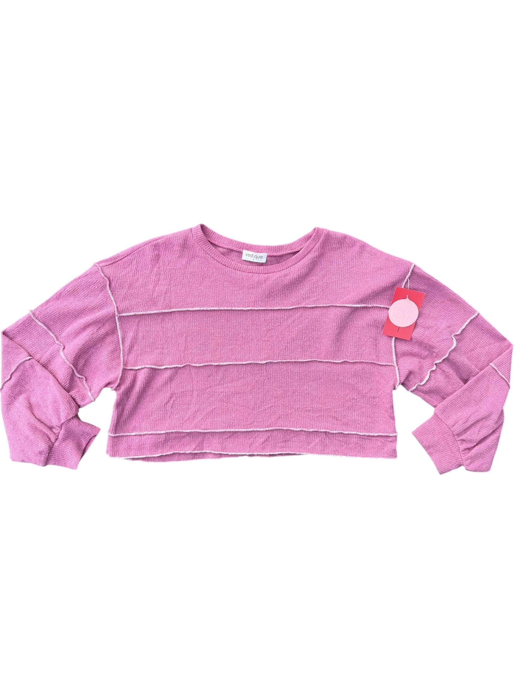 pink vestique ls cropped top, L