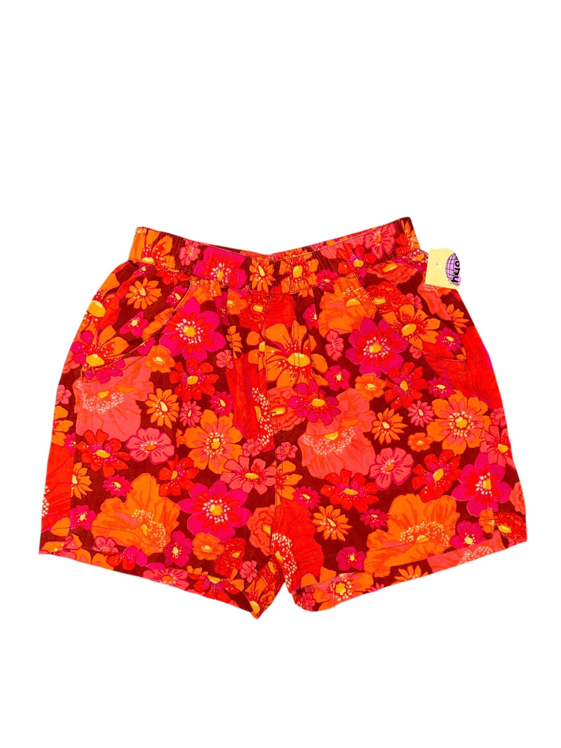 pink orange free people floral shorts, s