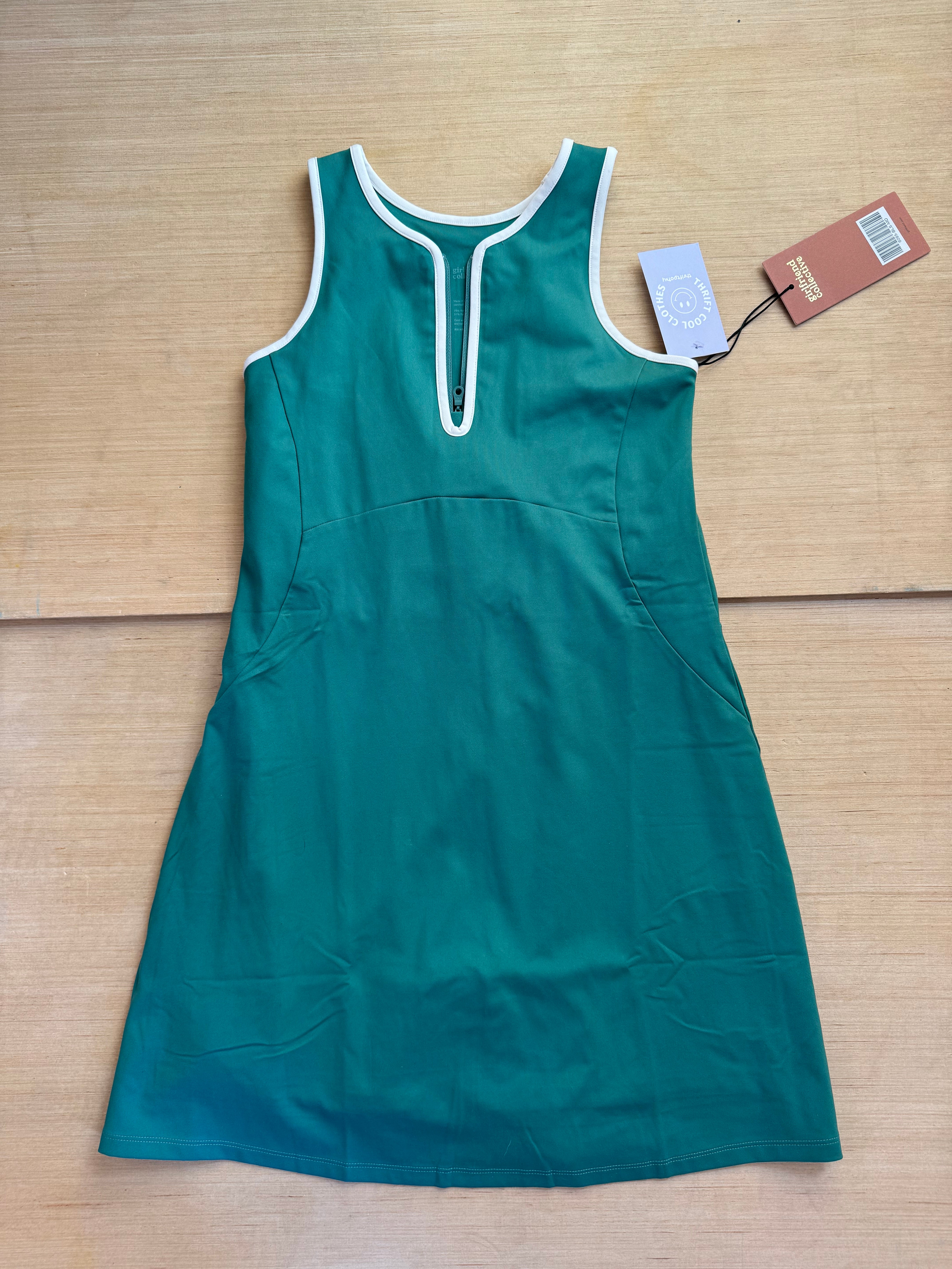 green white girlfriend collective tennis dress NWT, M