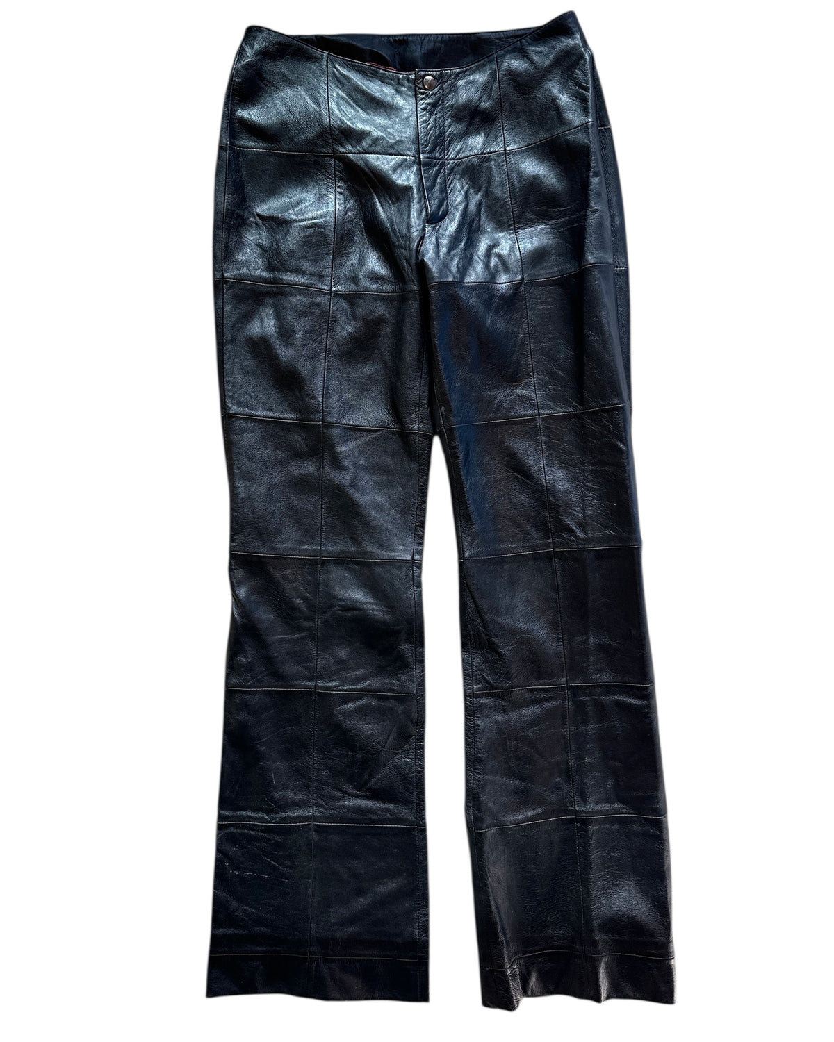 Black Venus Williams Leather patchwork pants, 4