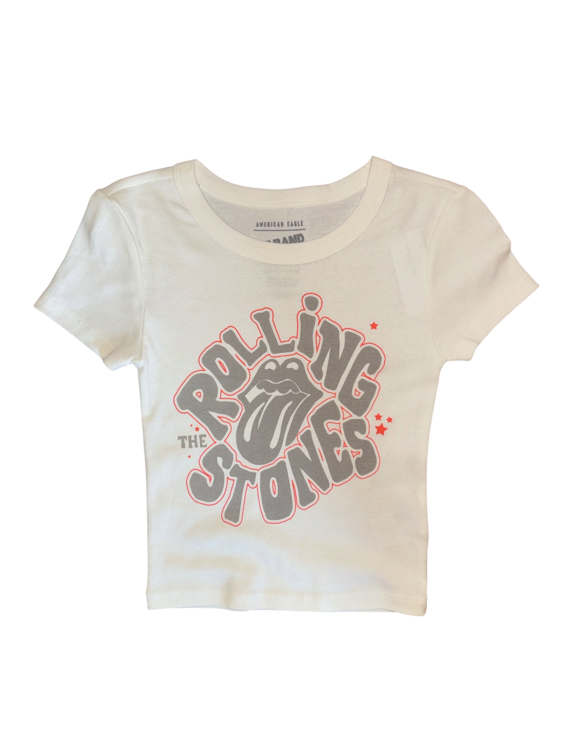 white grey red american eagle baby band tee, xs